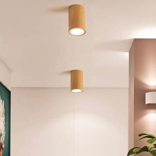 Muto Modern Wood Ceiling Light, Cylindrical, Corridor/Balcony - Letslighting