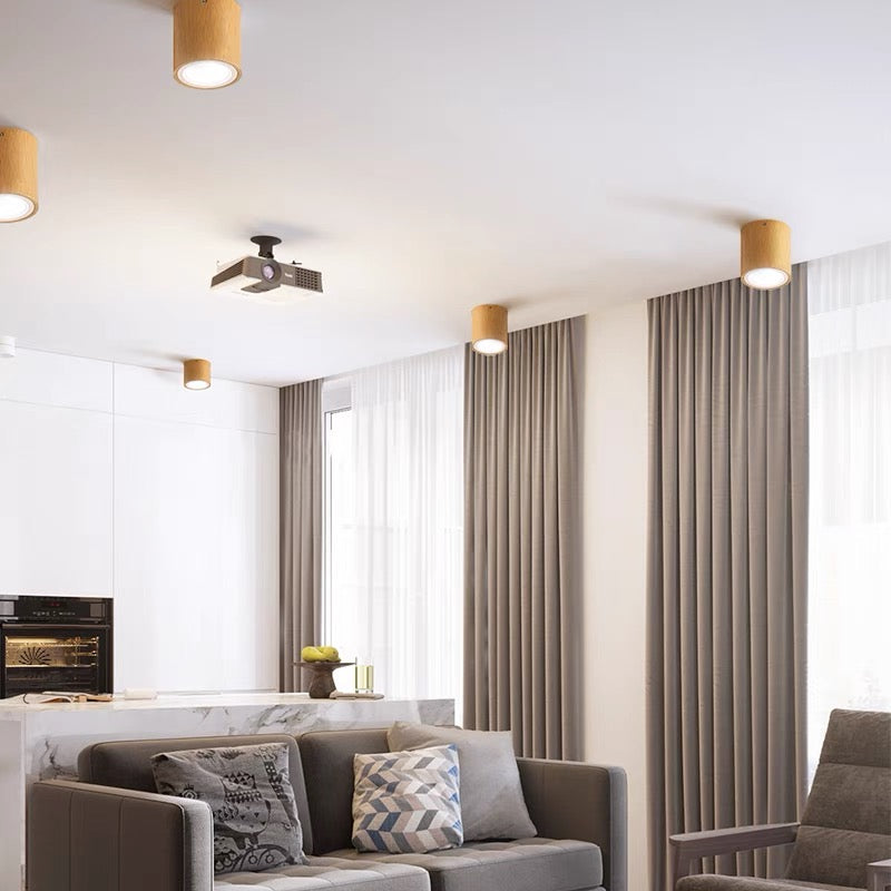 Muto Modern Wood Ceiling Light, Cylindrical, Corridor/Balcony - Letslighting