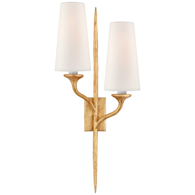 Velirara Vintage Industrial Brass Fabric Wall Lamp - Letslighting