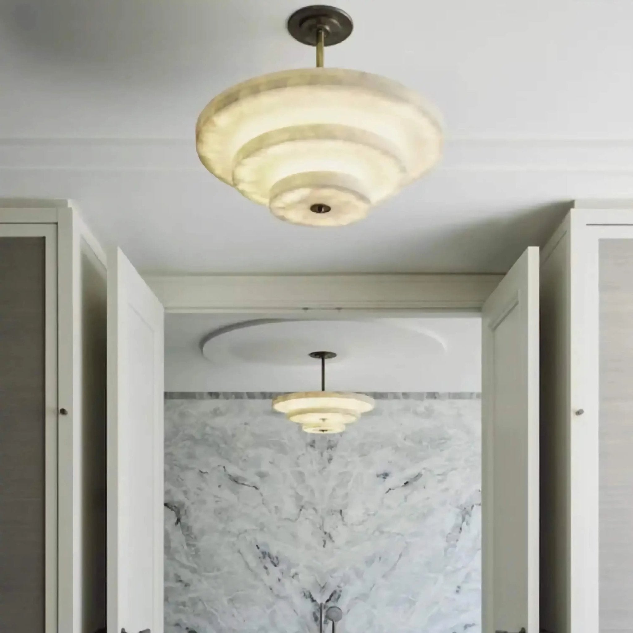 Liora Minimalist Alabaster Pendant Light Chandelier