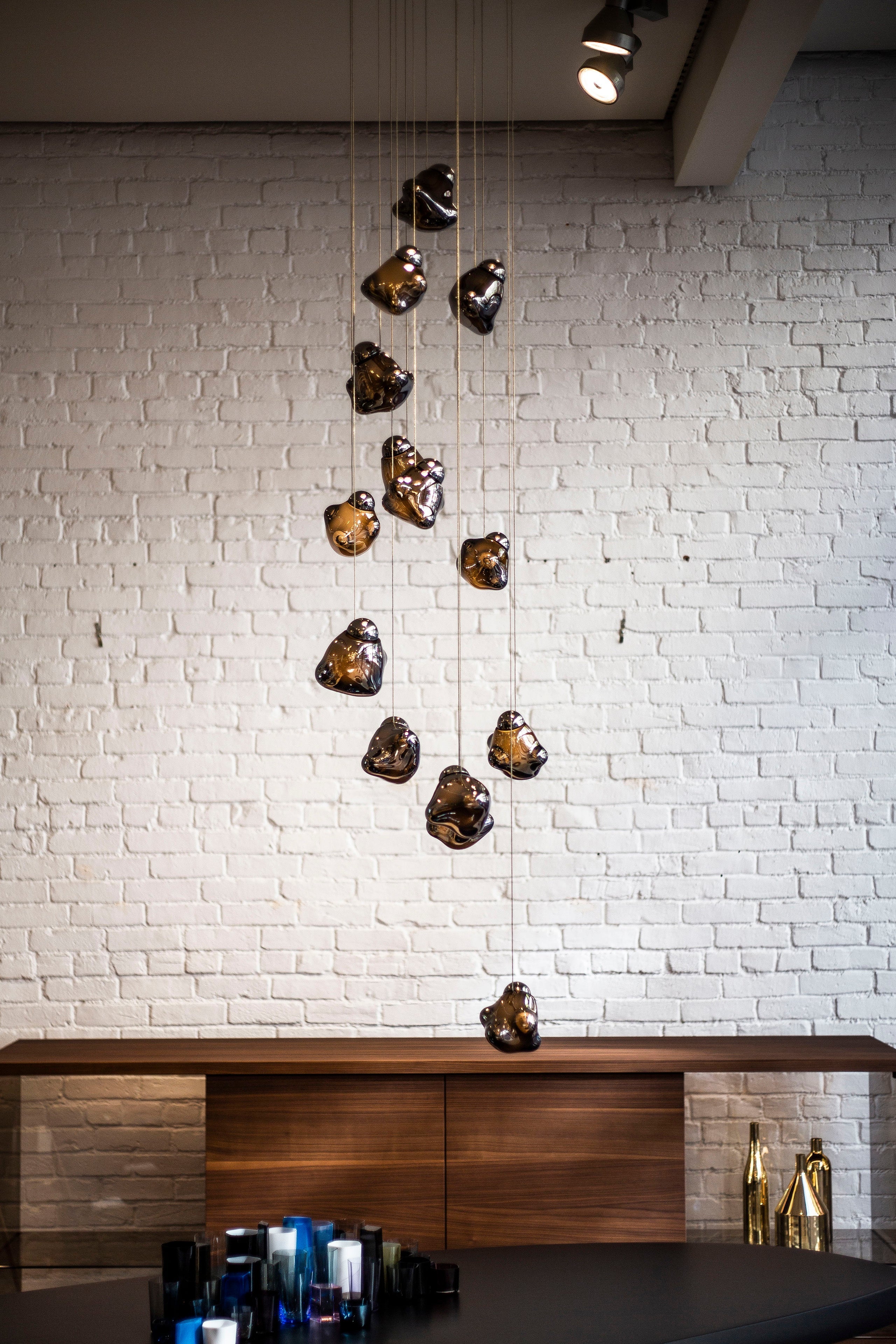 Vasilen Modern Minimalist Ice Pier Black Glass Pendant Lamp - Letslighting