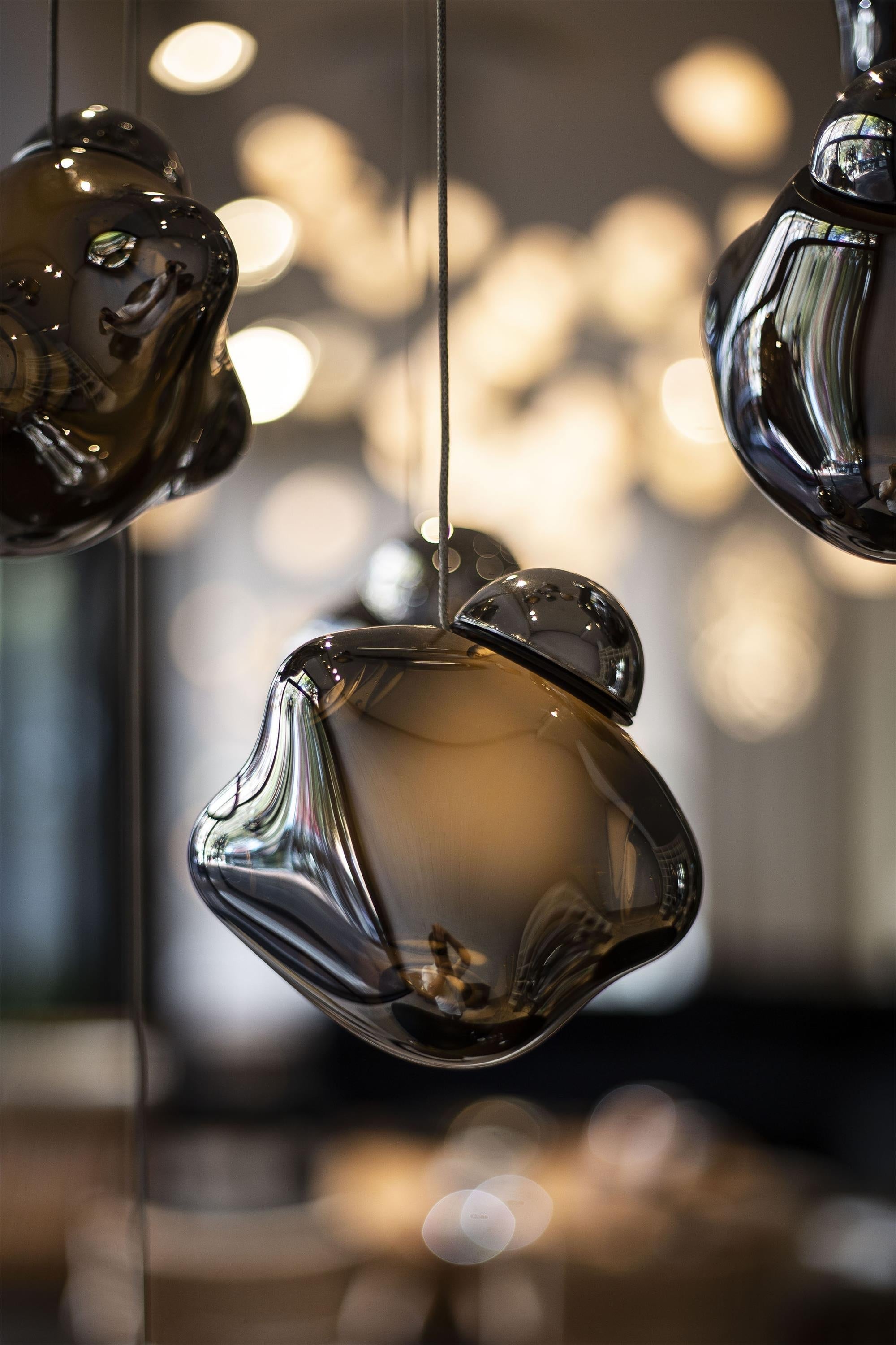 Vasilen Modern Minimalist Ice Pier Black Glass Pendant Lamp - Letslighting