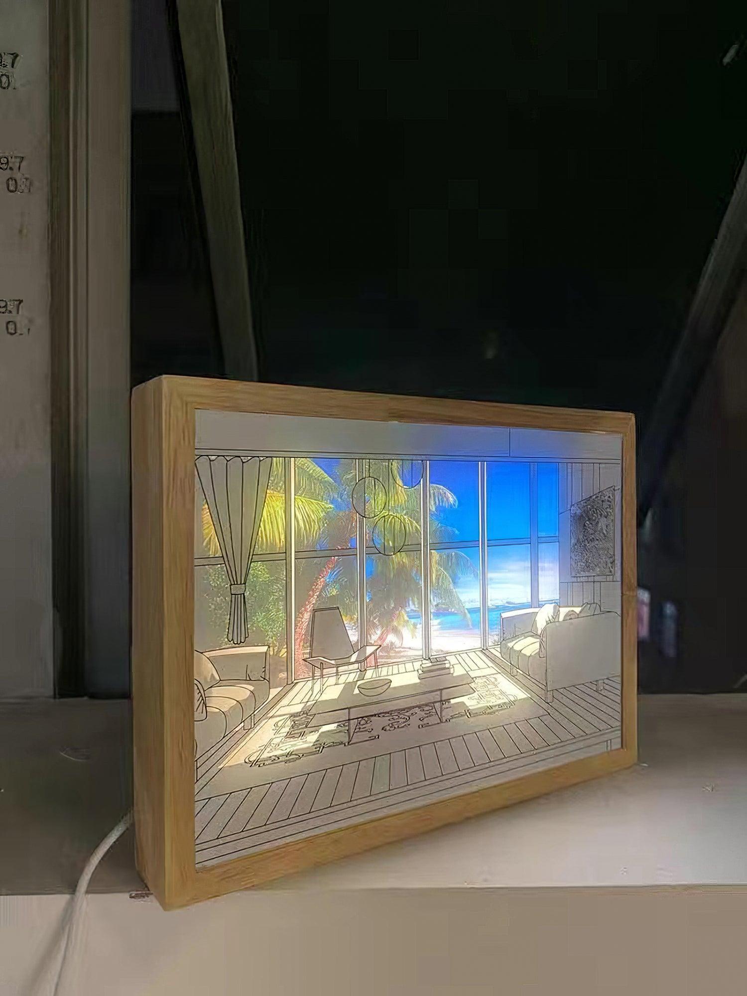 Olrine Illuminated Bedside Art Wood Wall lamp - Letslighting