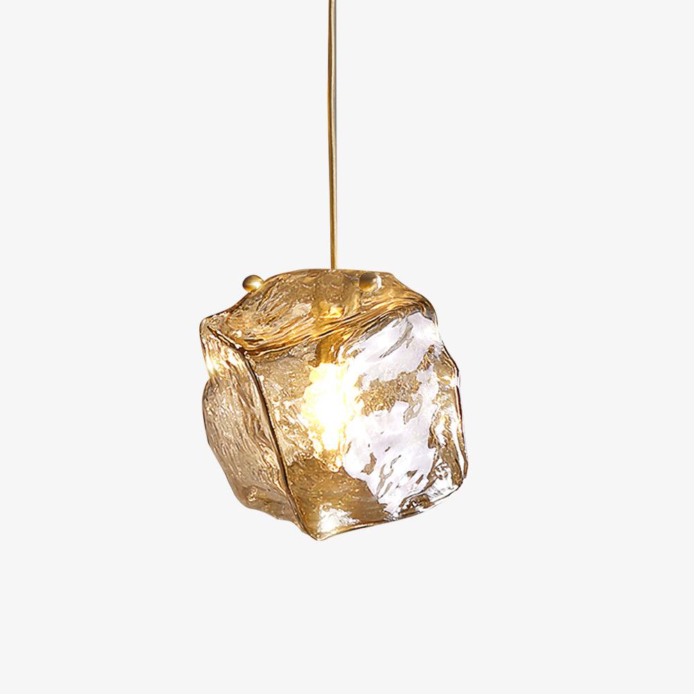 Aria Ice Glass Pendant Light Brass