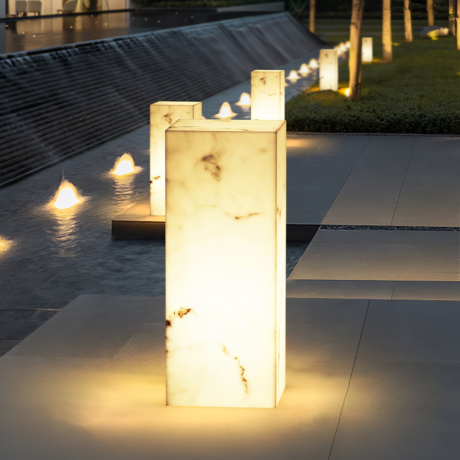 Ardorion Modern Minimalist Cube Marble Outdoor Light - Letslighting