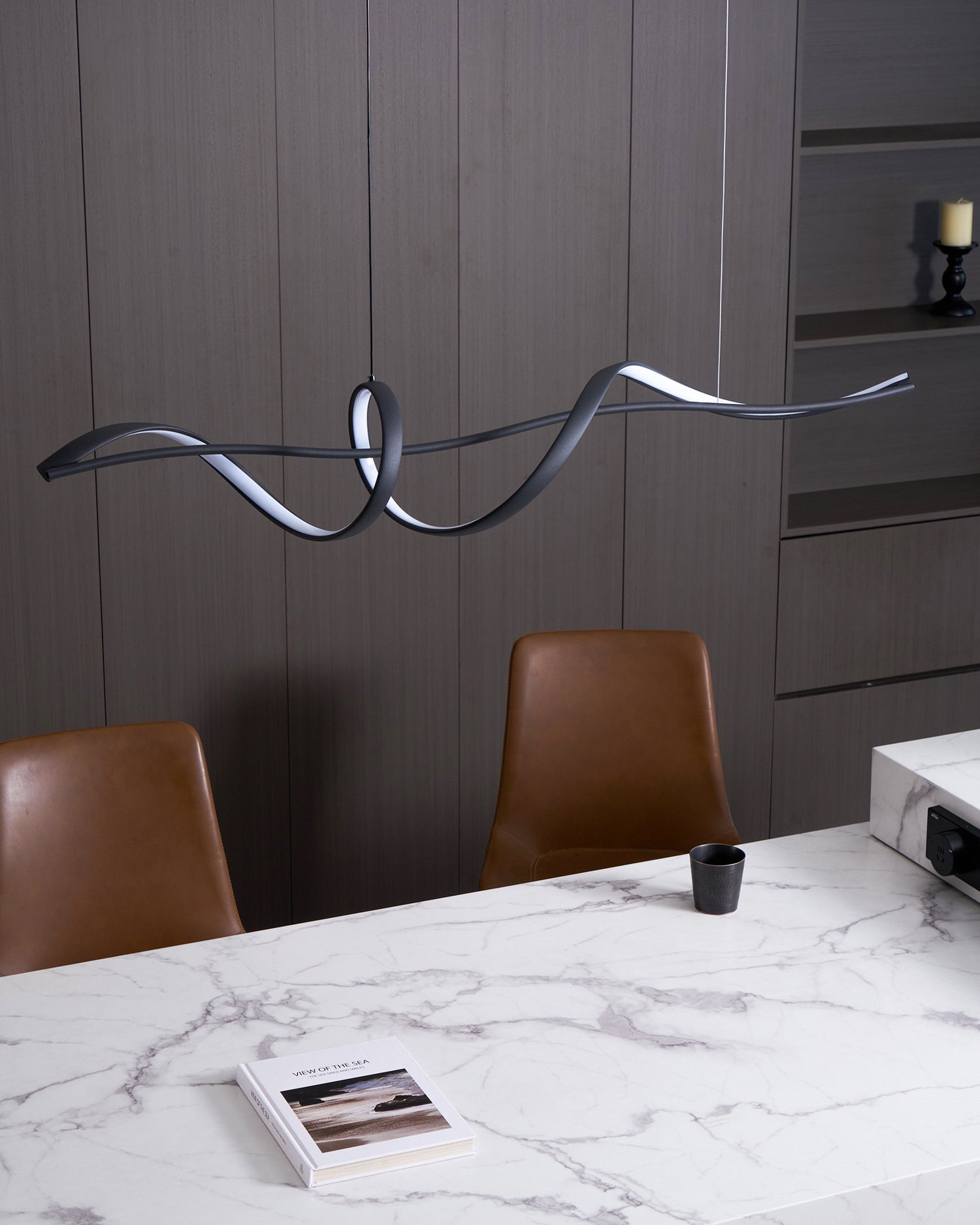 Aveline Modern Black LED Wave Pendant Light - Letslighting