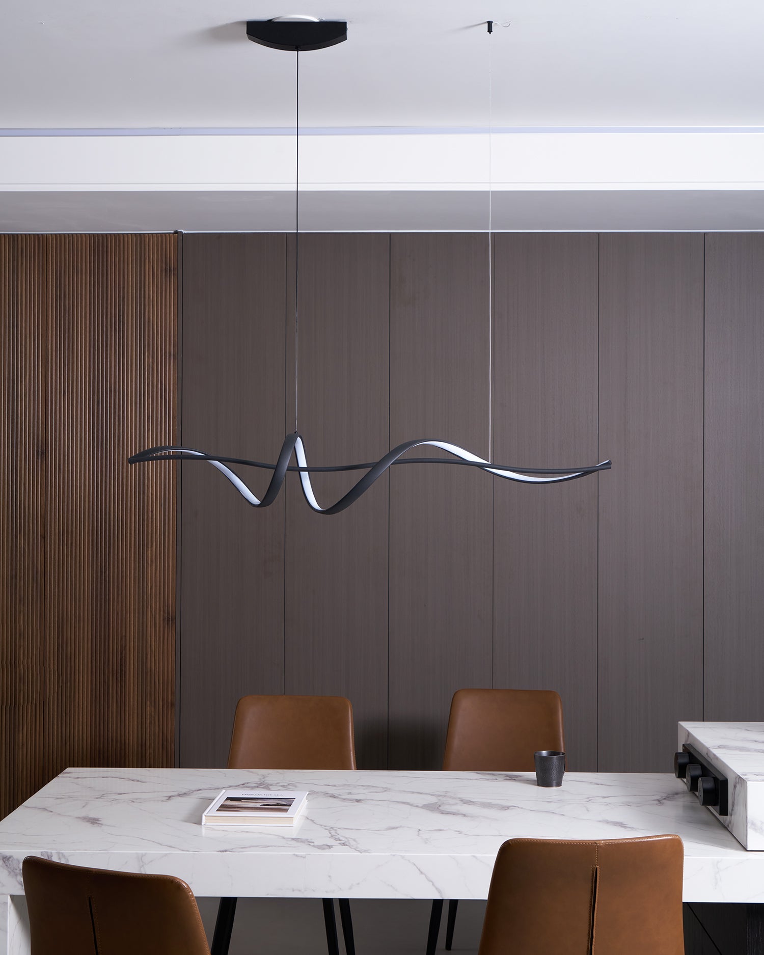 Aveline Modern Black LED Wave Pendant Light - Letslighting