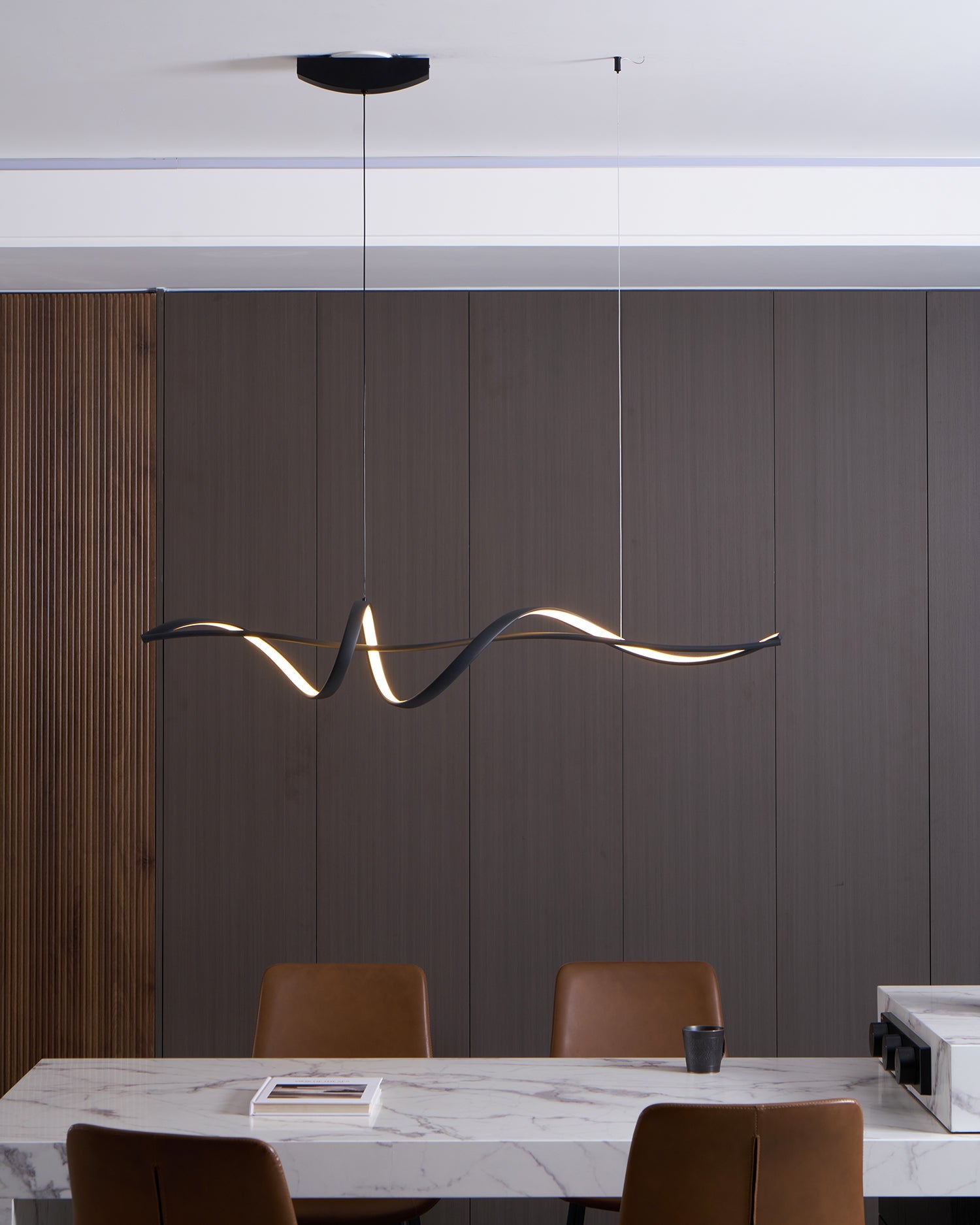 Aveline Modern Black LED Wave Pendant Light - Letslighting
