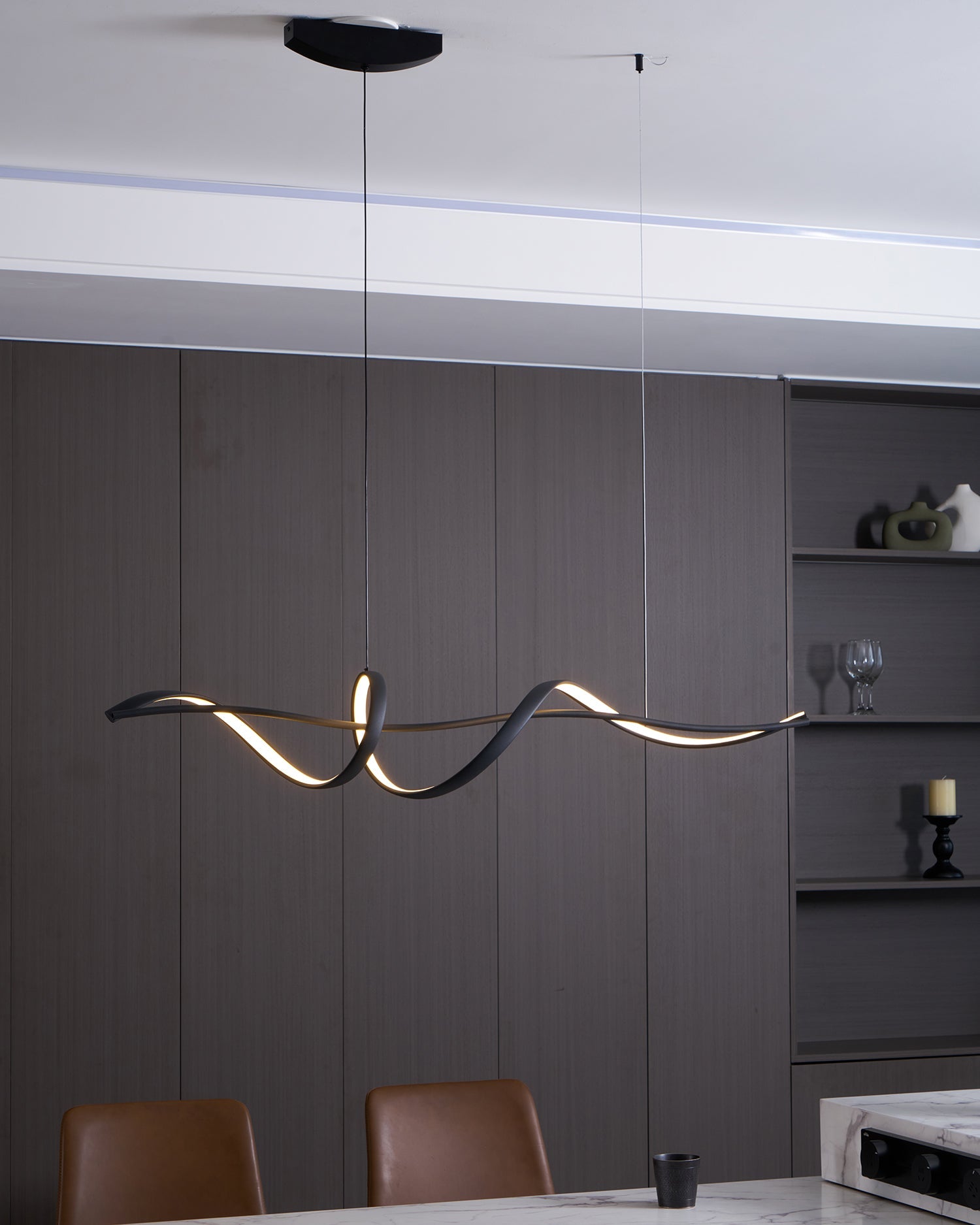 Aveline Modern Black LED Wave Pendant Light - Letslighting