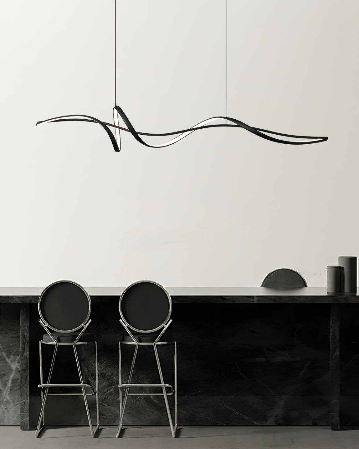 Aveline Modern Black LED Wave Pendant Light - Letslighting