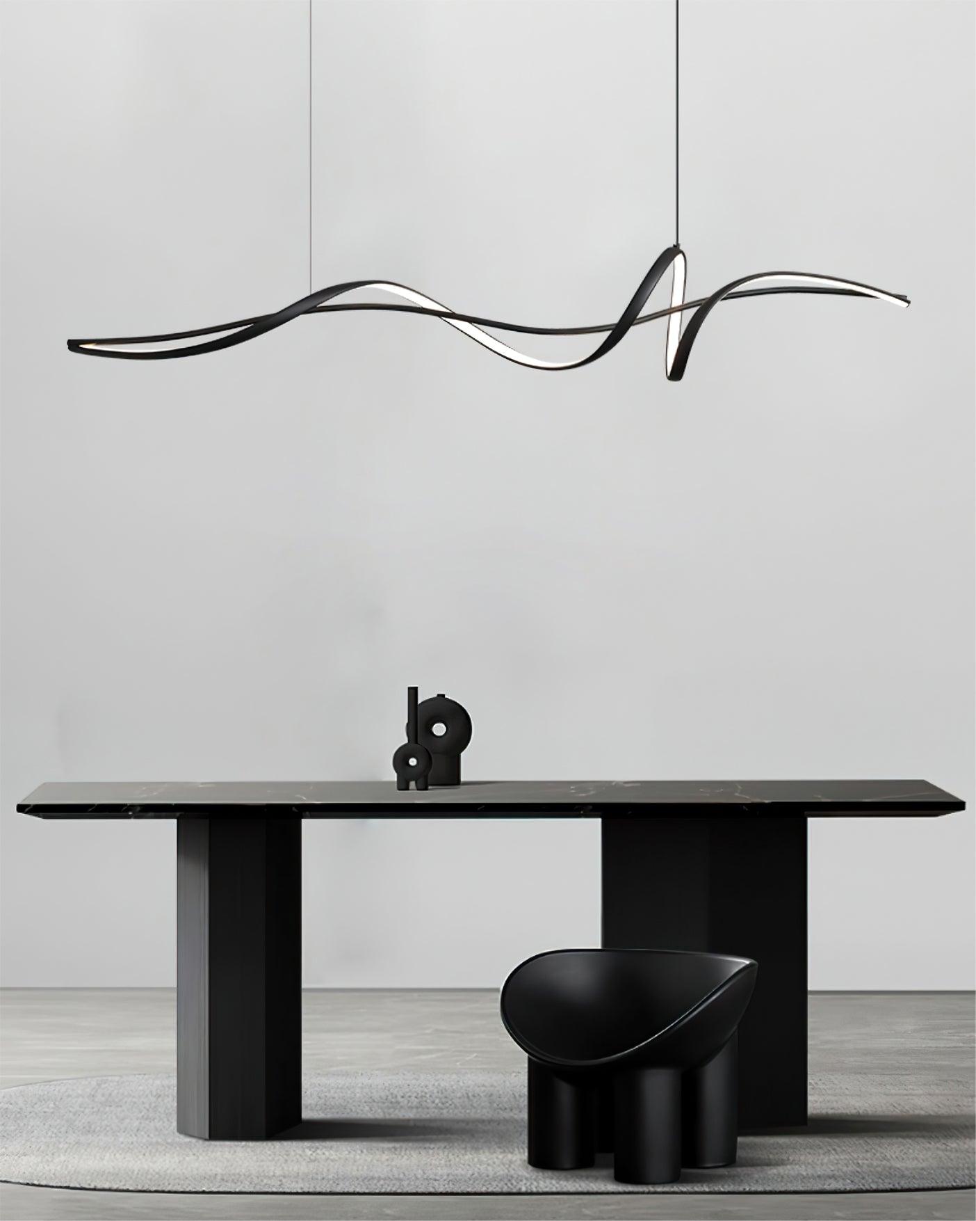 Aveline Modern Black LED Wave Pendant Light - Letslighting