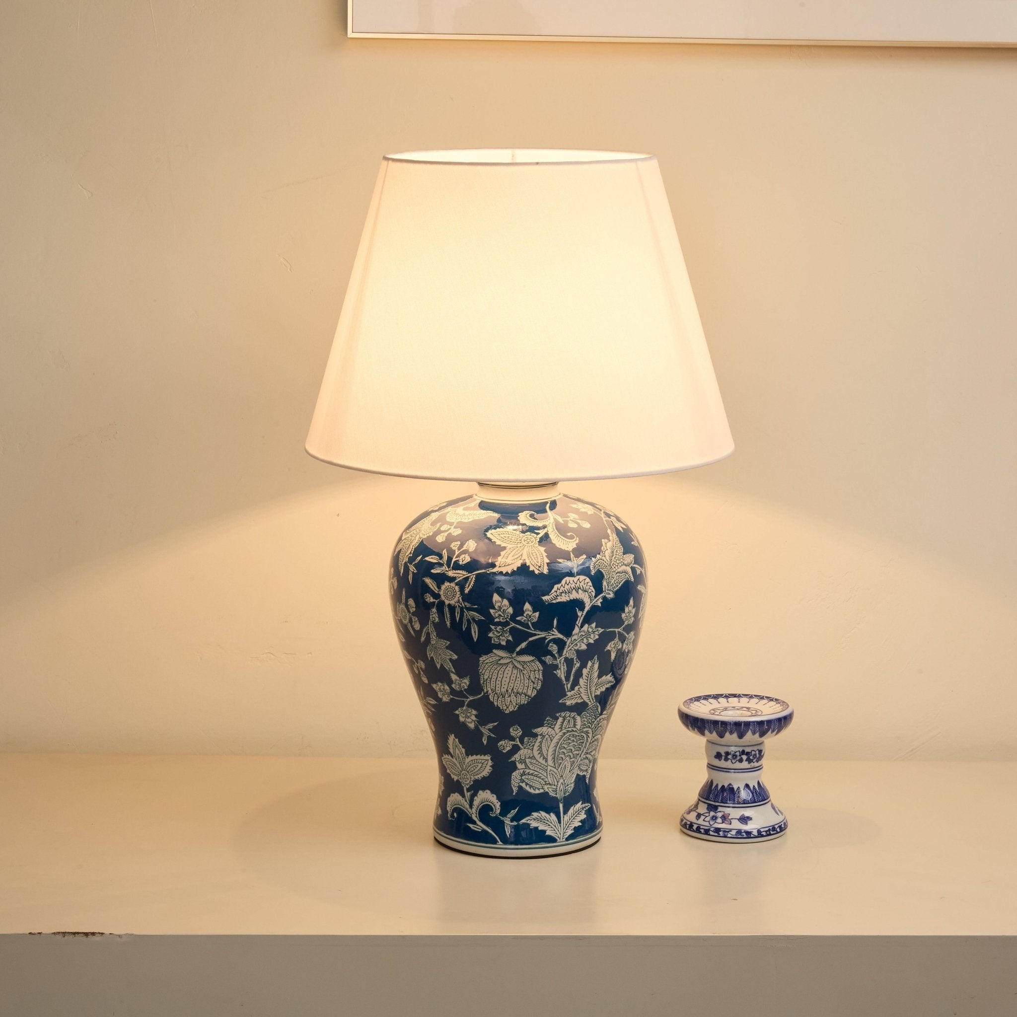 Indigo Elegant Fabric & Ceramics Table Lamp