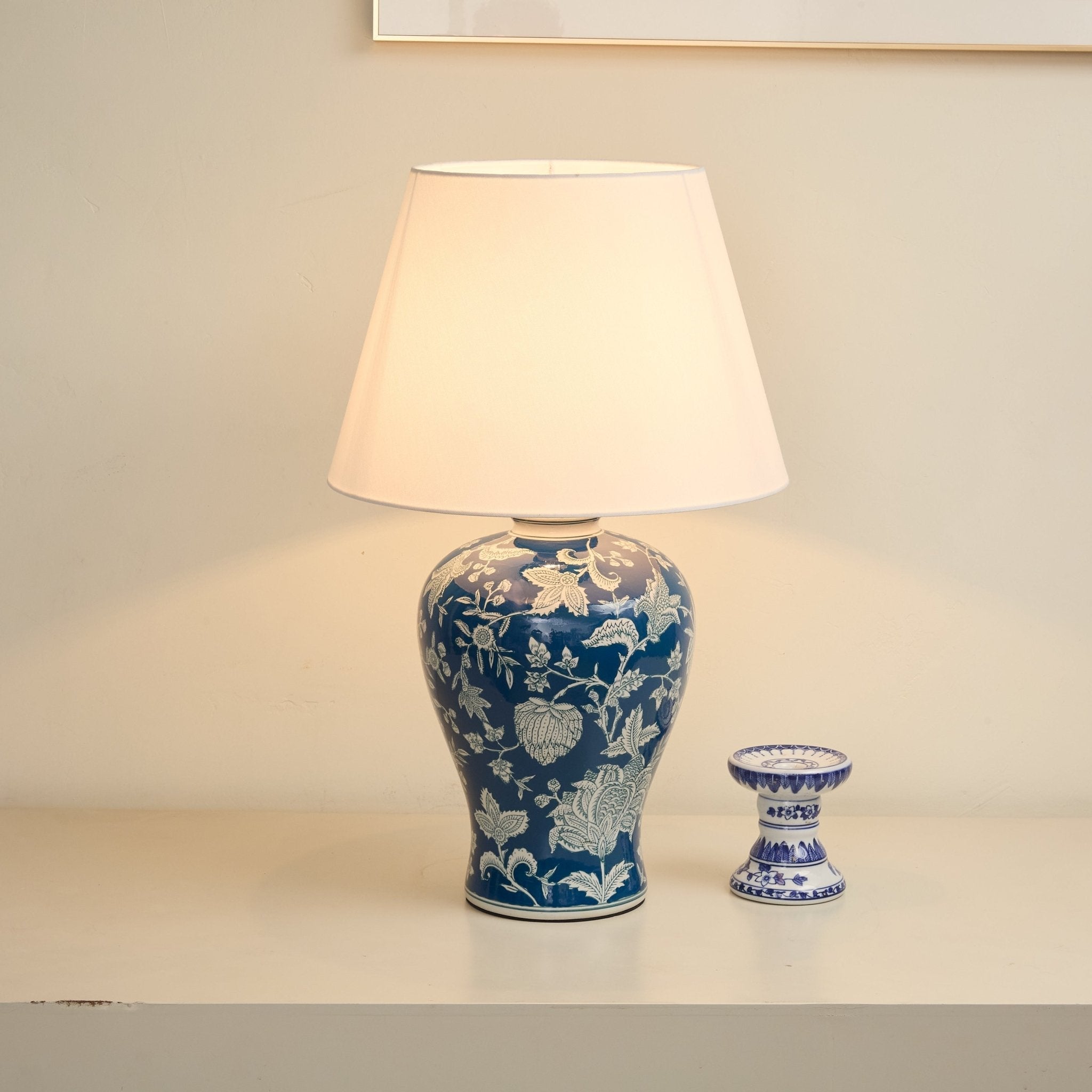 Indigo Elegant Fabric & Ceramics Table Lamp