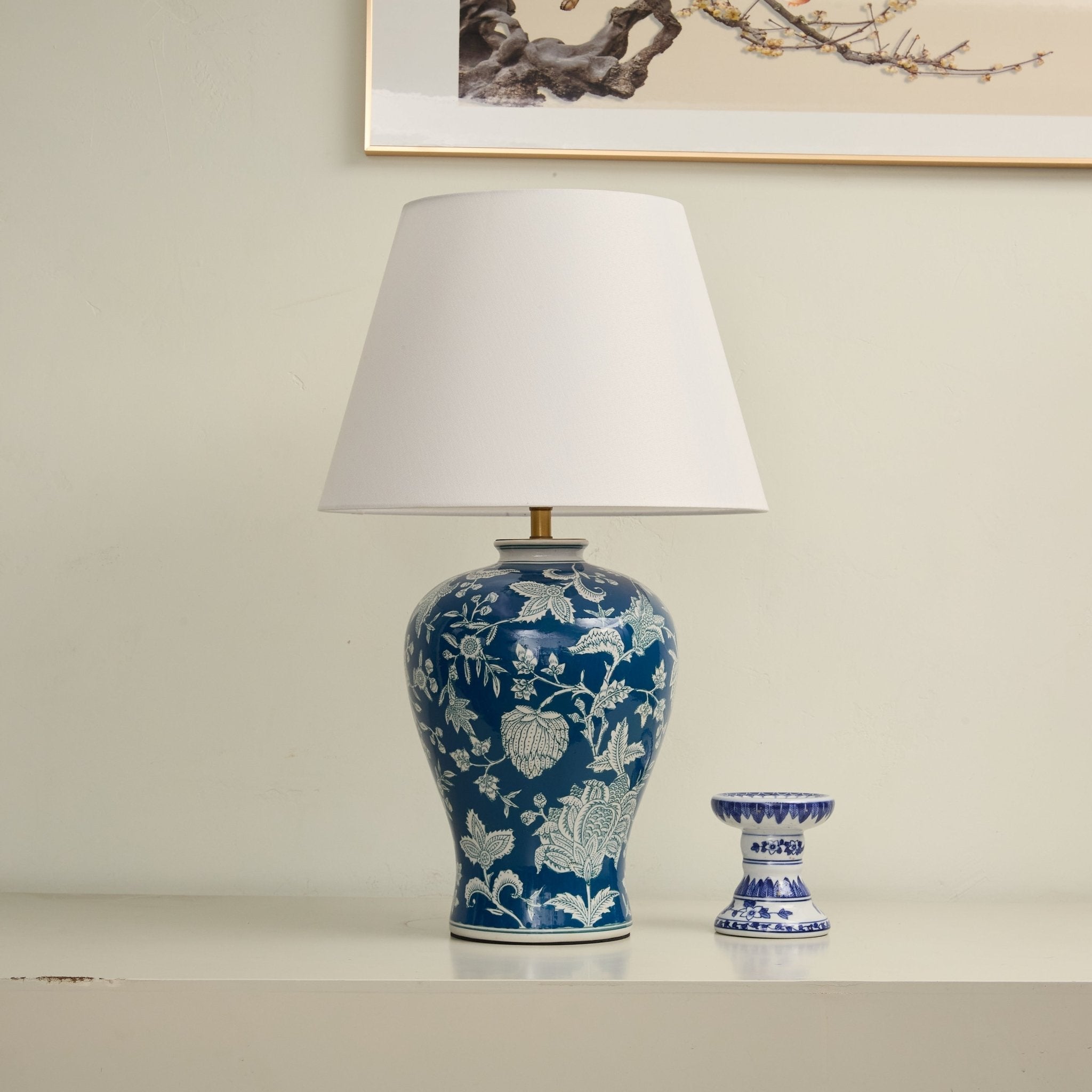 Indigo Elegant Fabric & Ceramics Table Lamp
