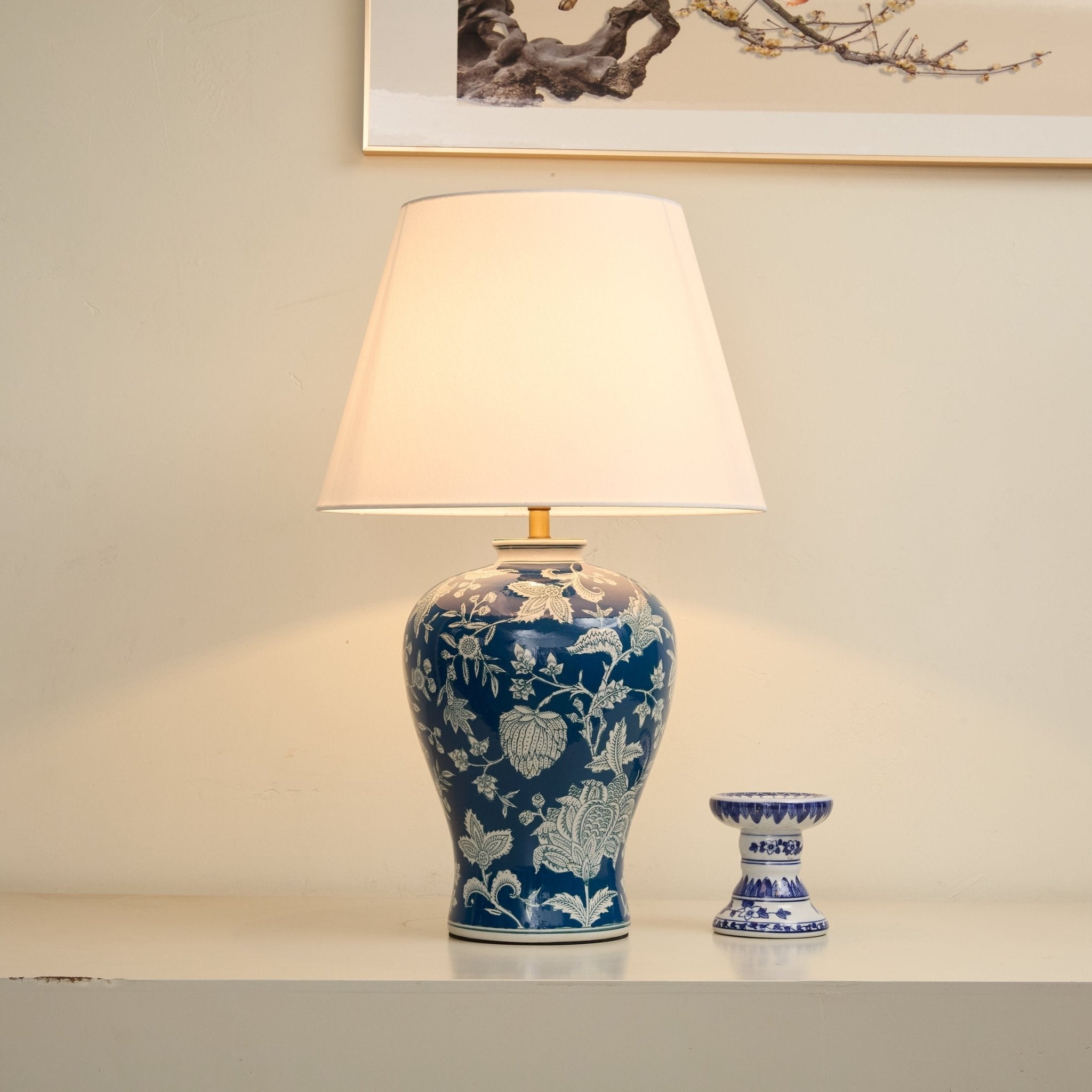 Indigo Elegant Fabric & Ceramics Table Lamp