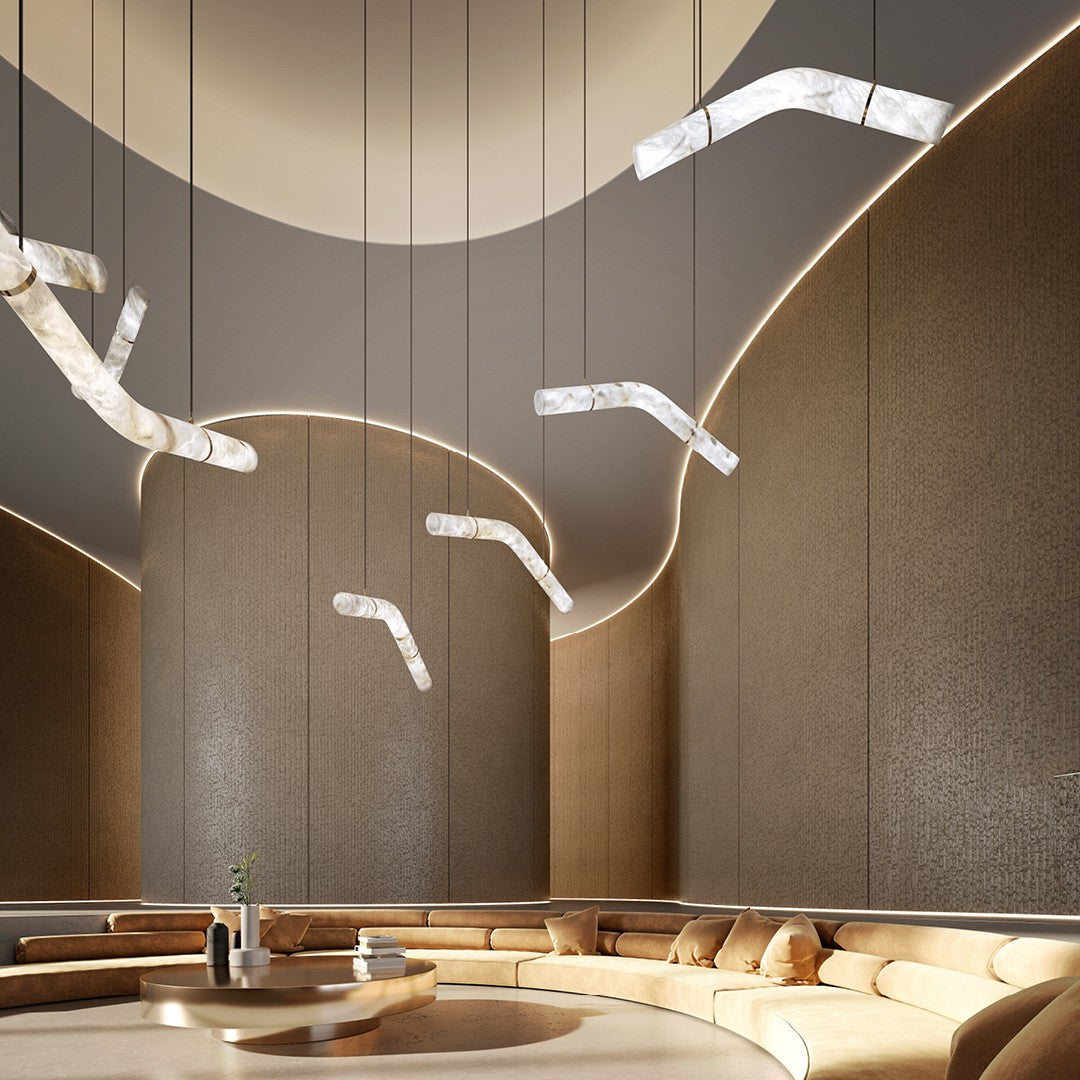 Utalyra Curved Alabaster Pendant Light - Letslighting