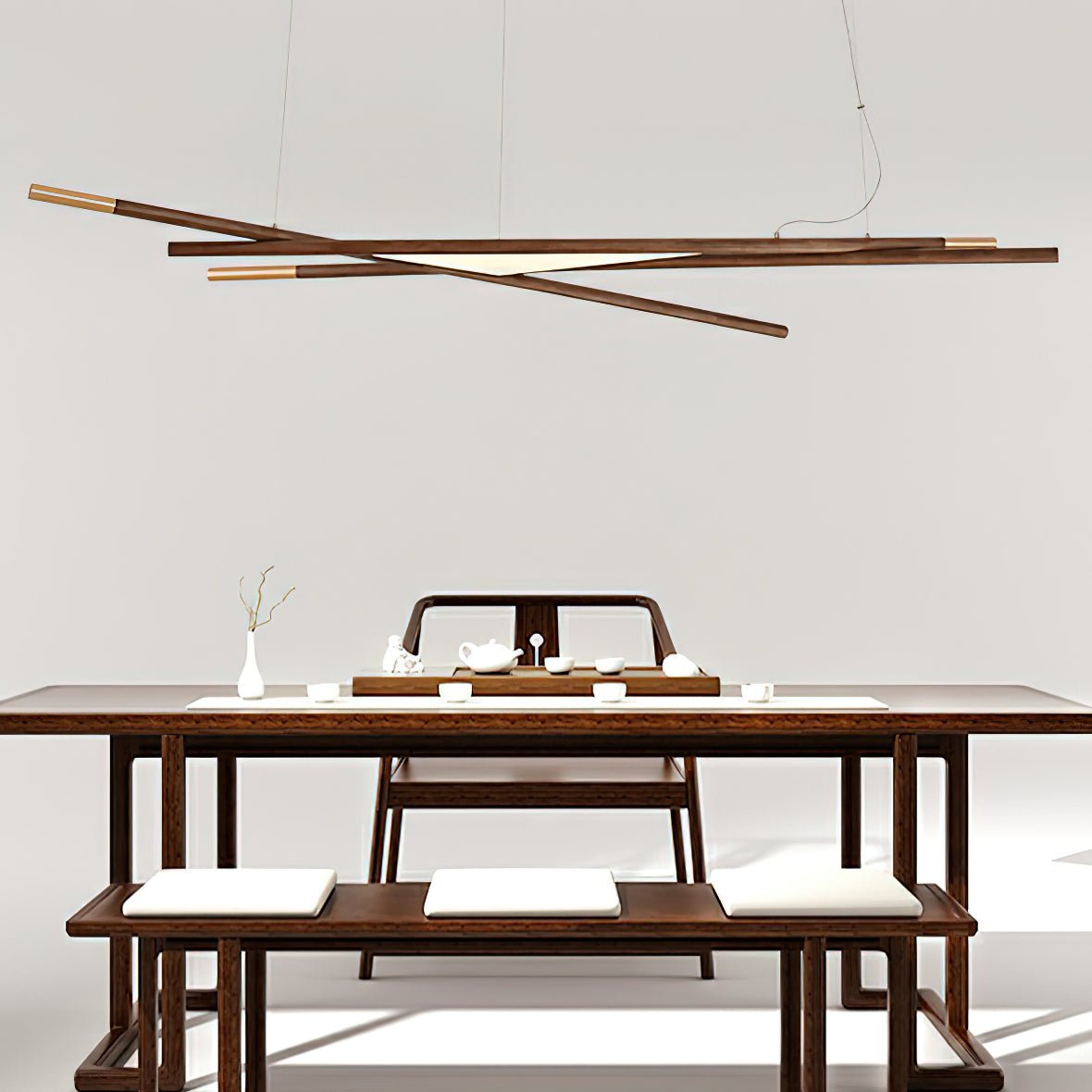 Aurora Chandelier Wooden Linear LED - Letslighting