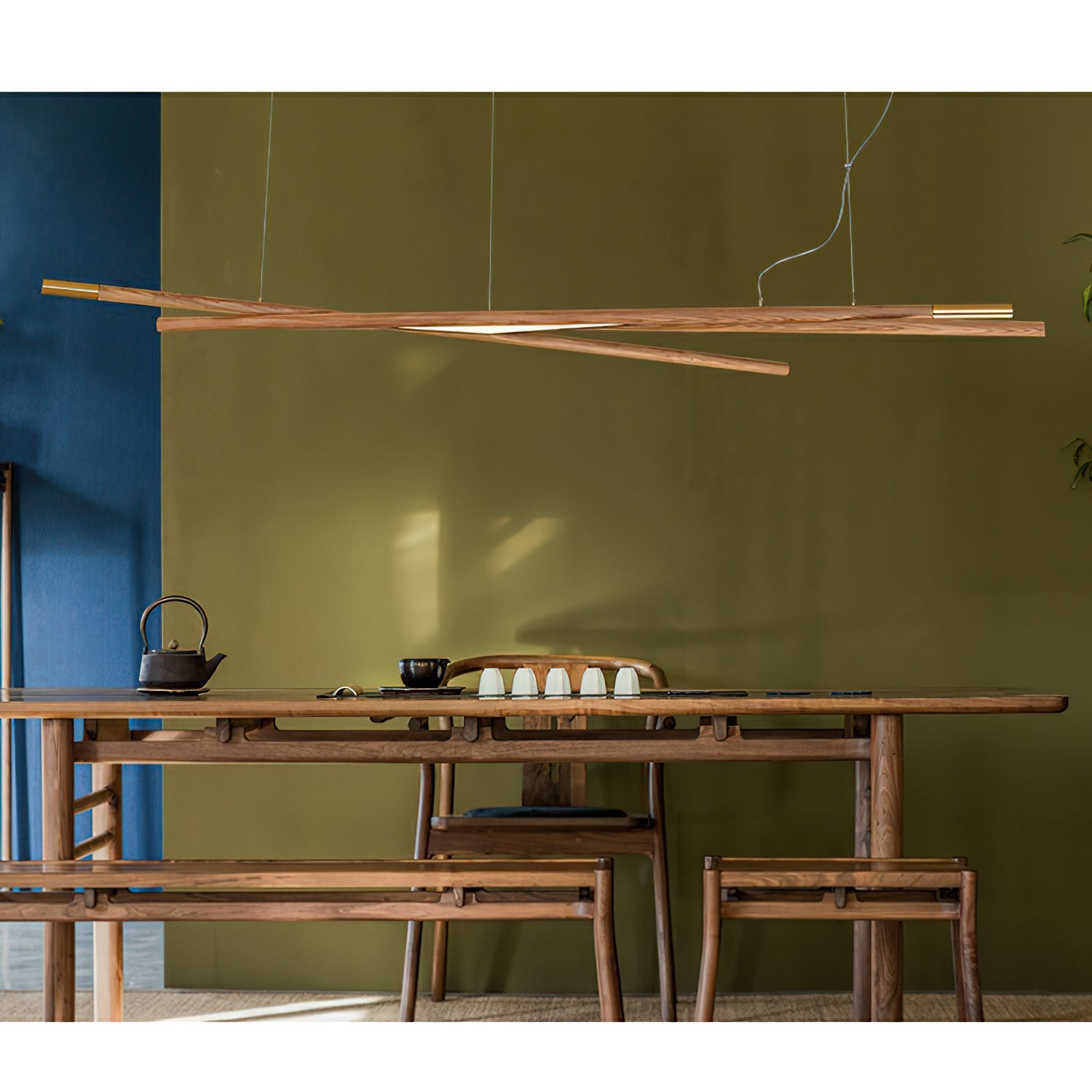 Aurora Chandelier Wooden Linear LED - Letslighting