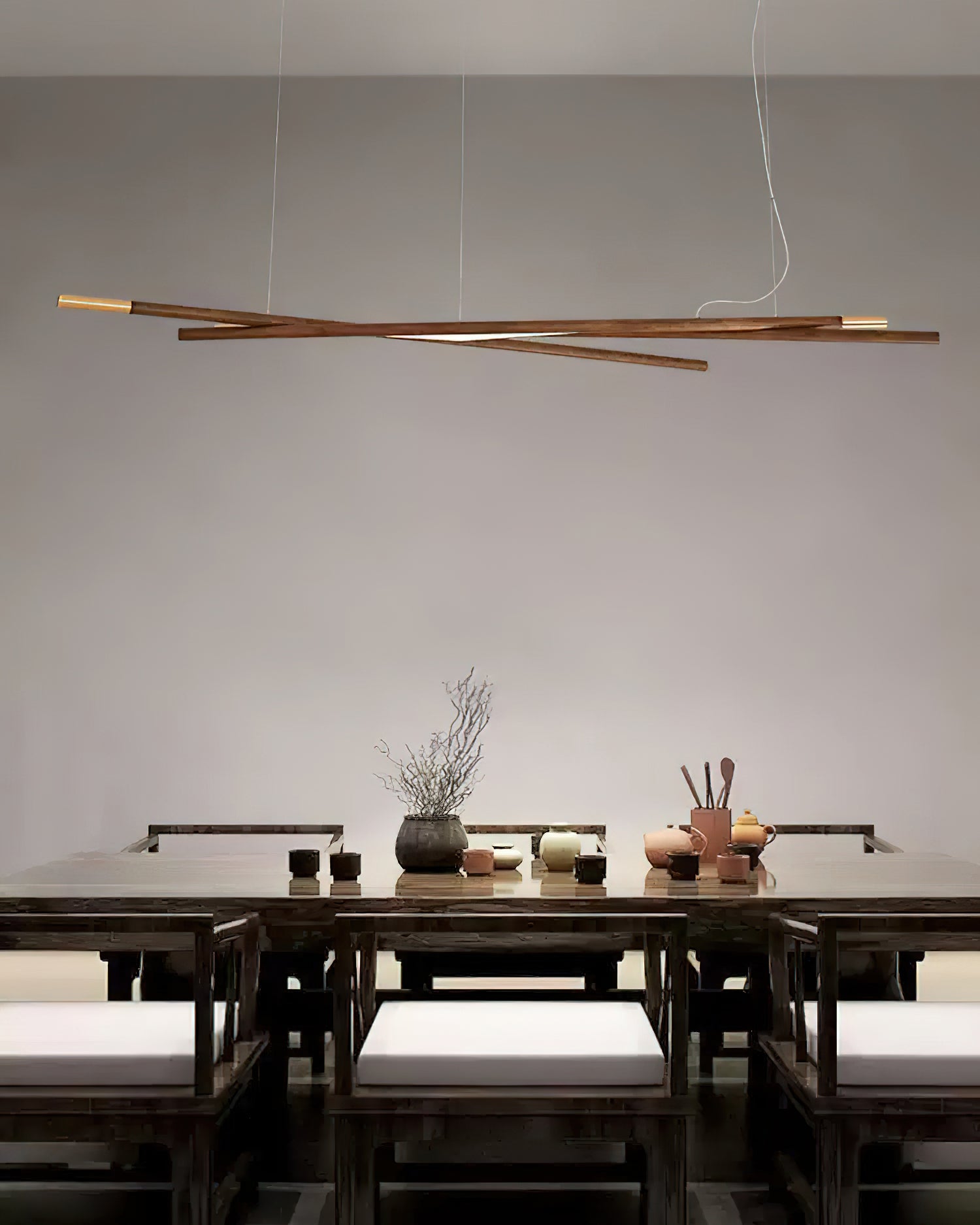 Aurora Chandelier Wooden Linear LED - Letslighting