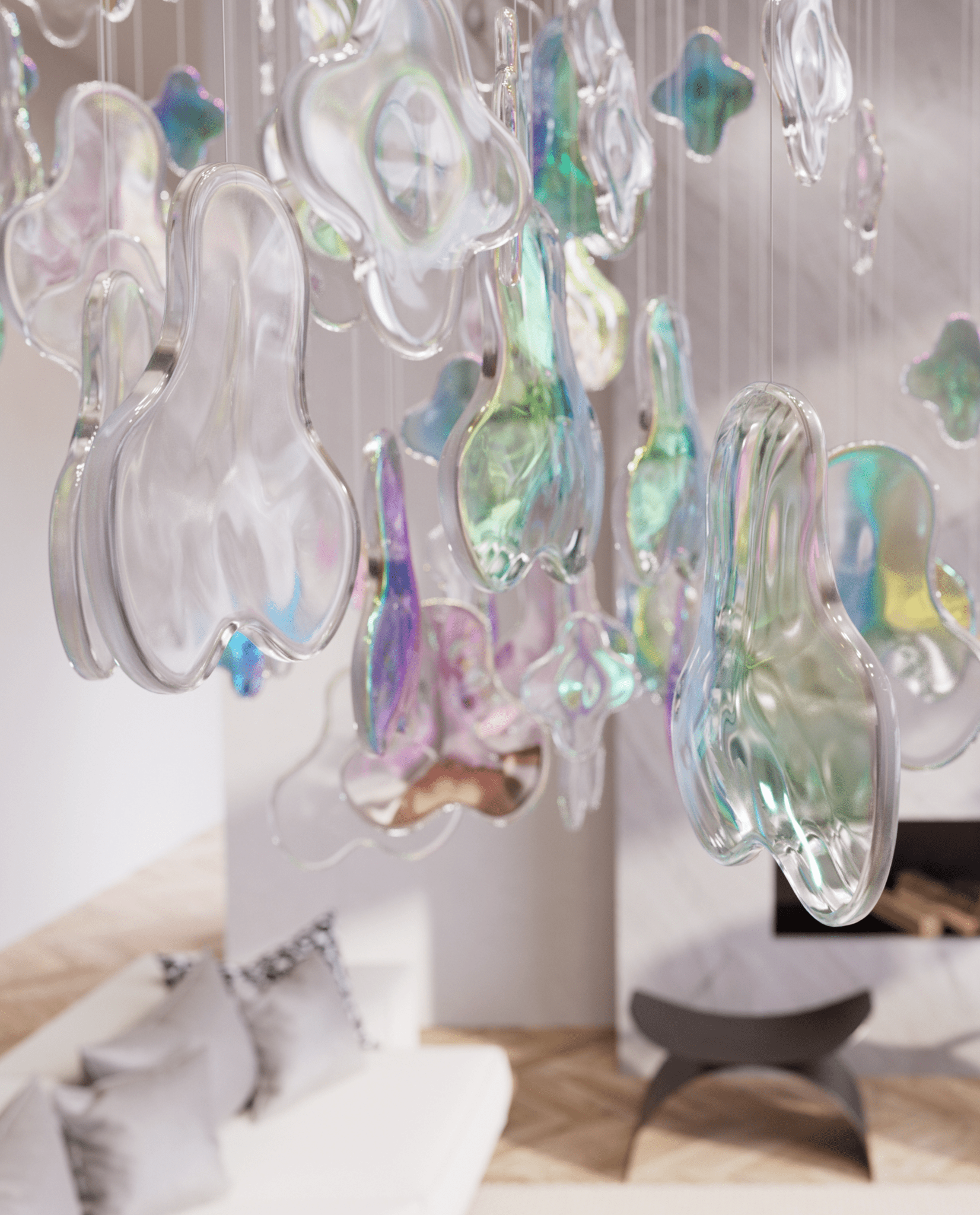 Iris Iridescent Blossom Chandelier - Letslighting