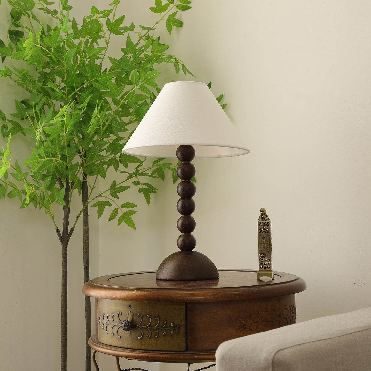 Lennox Wood & Fabric Elegant Table Lamp - Letslighting