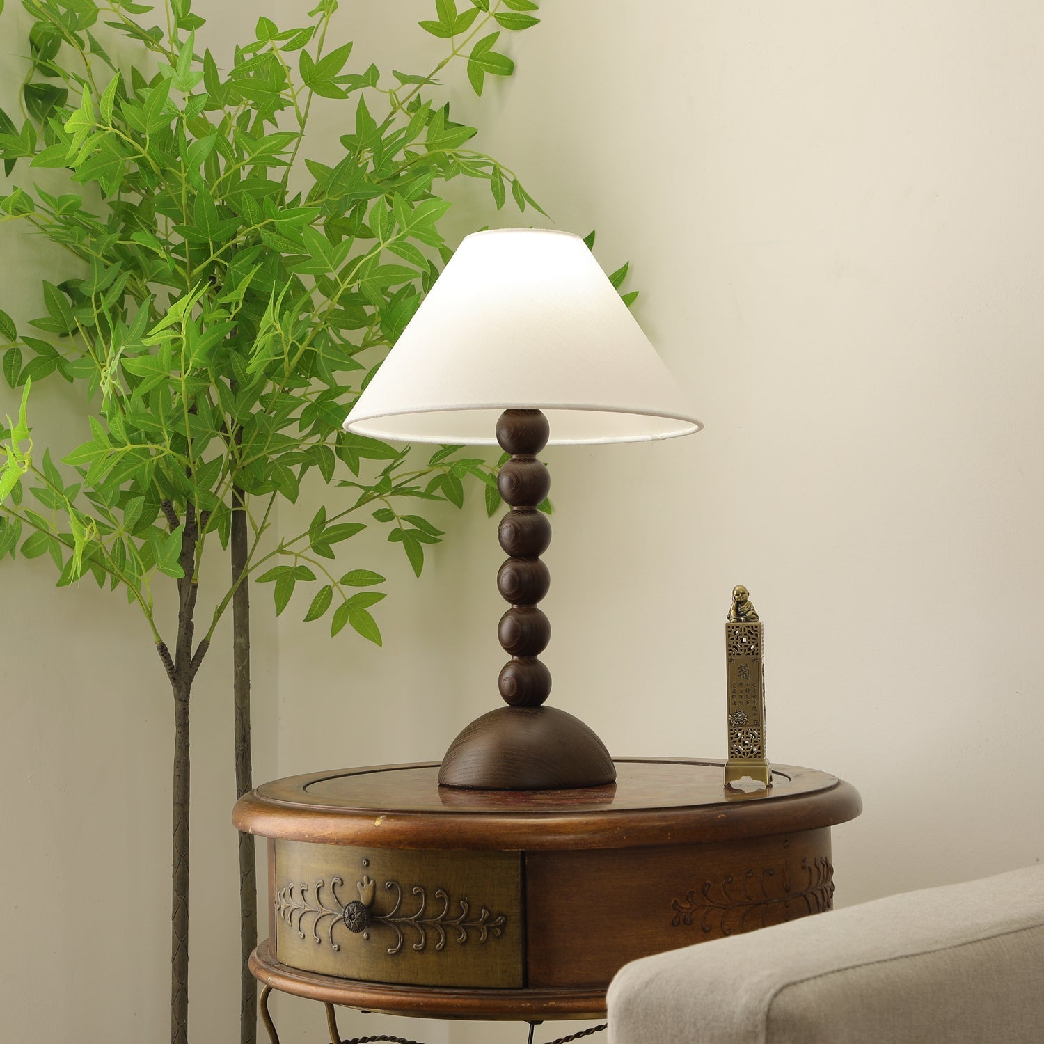 Lennox Wood & Fabric Elegant Table Lamp - Letslighting