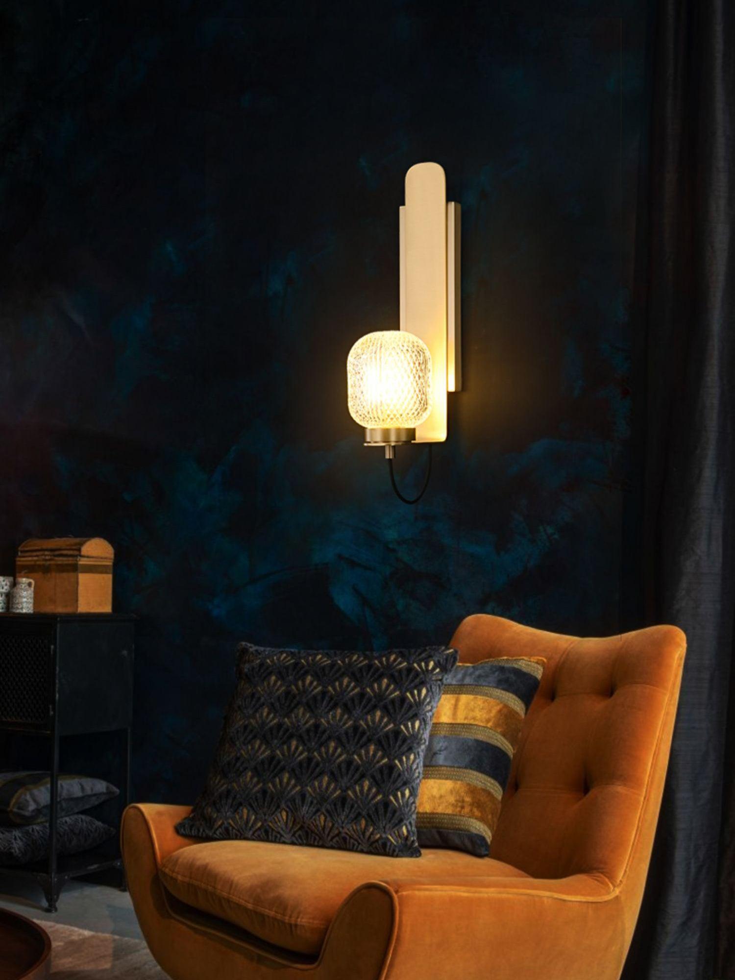 Nyrinaris Premium Nordic Art Brass Glass Wall Light - Letslighting