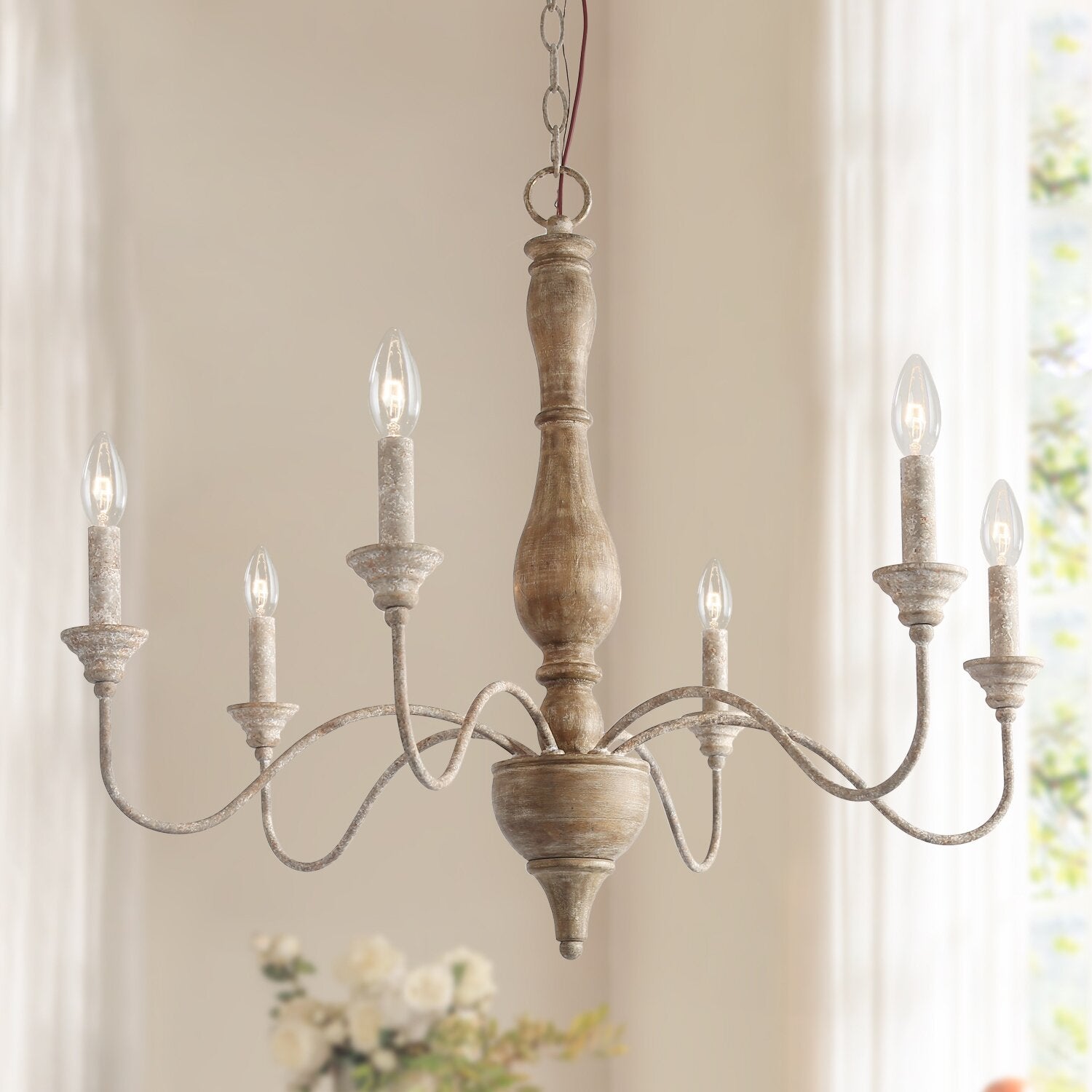 Eurloryra Vintage Candle Hand-carved Wood Chandelier - Letslighting