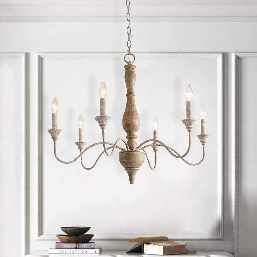 Eurloryra Vintage Candle Hand-carved Wood Chandelier - Letslighting