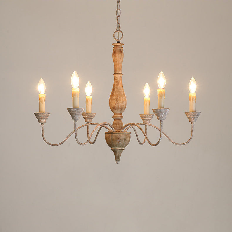 Eurloryra Vintage Candle Hand-carved Wood Chandelier - Letslighting
