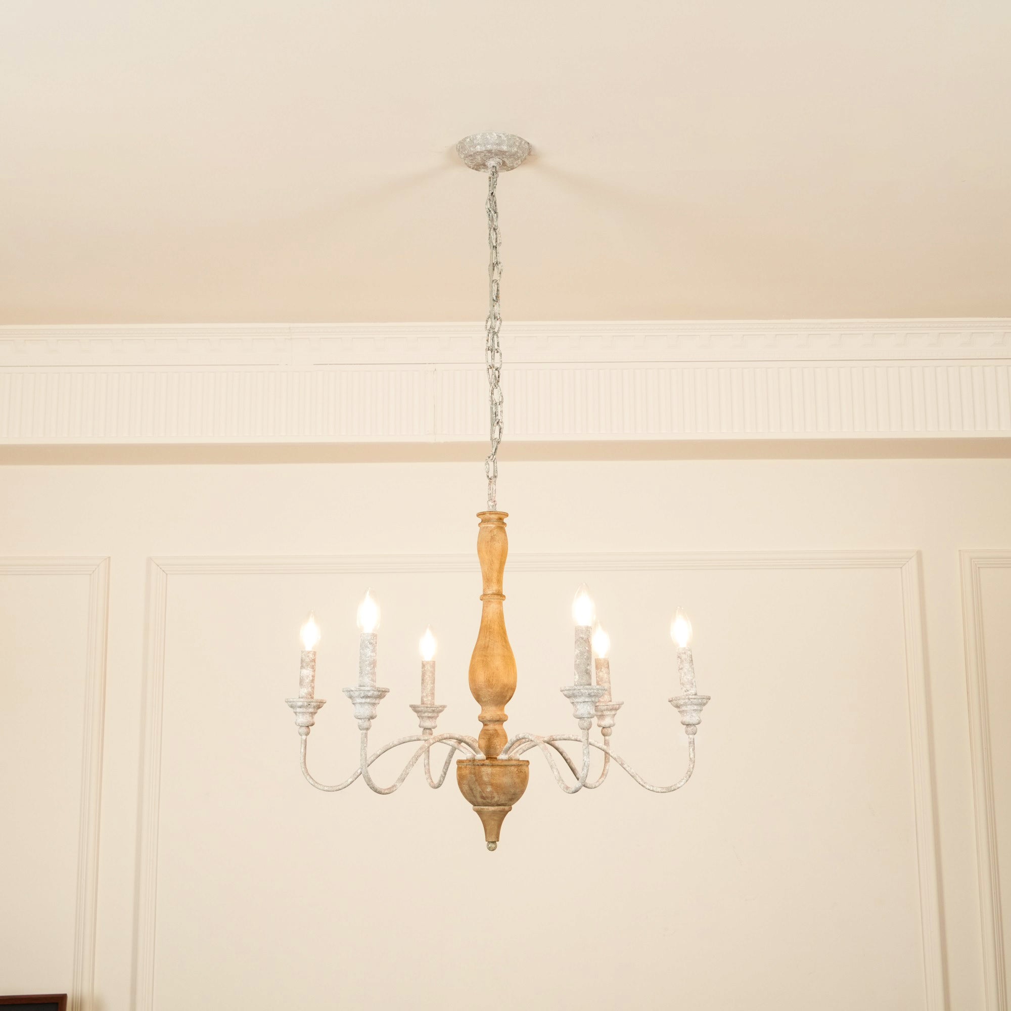Eurloryra Vintage Candle Hand-carved Wood Chandelier - Letslighting