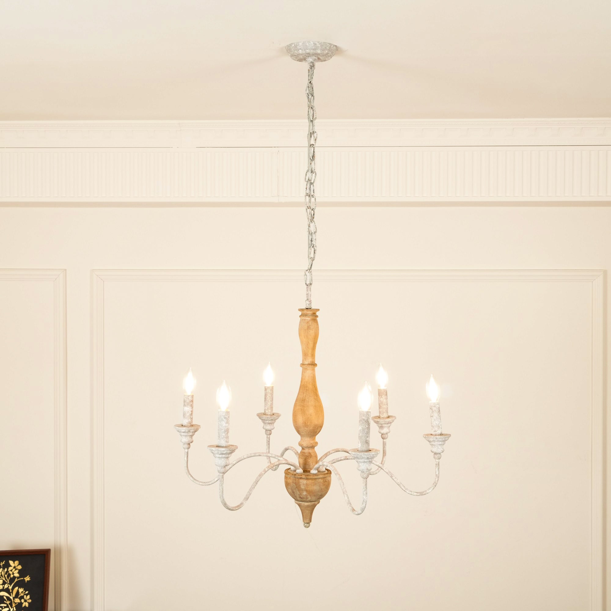 Eurloryra Vintage Candle Hand-carved Wood Chandelier - Letslighting