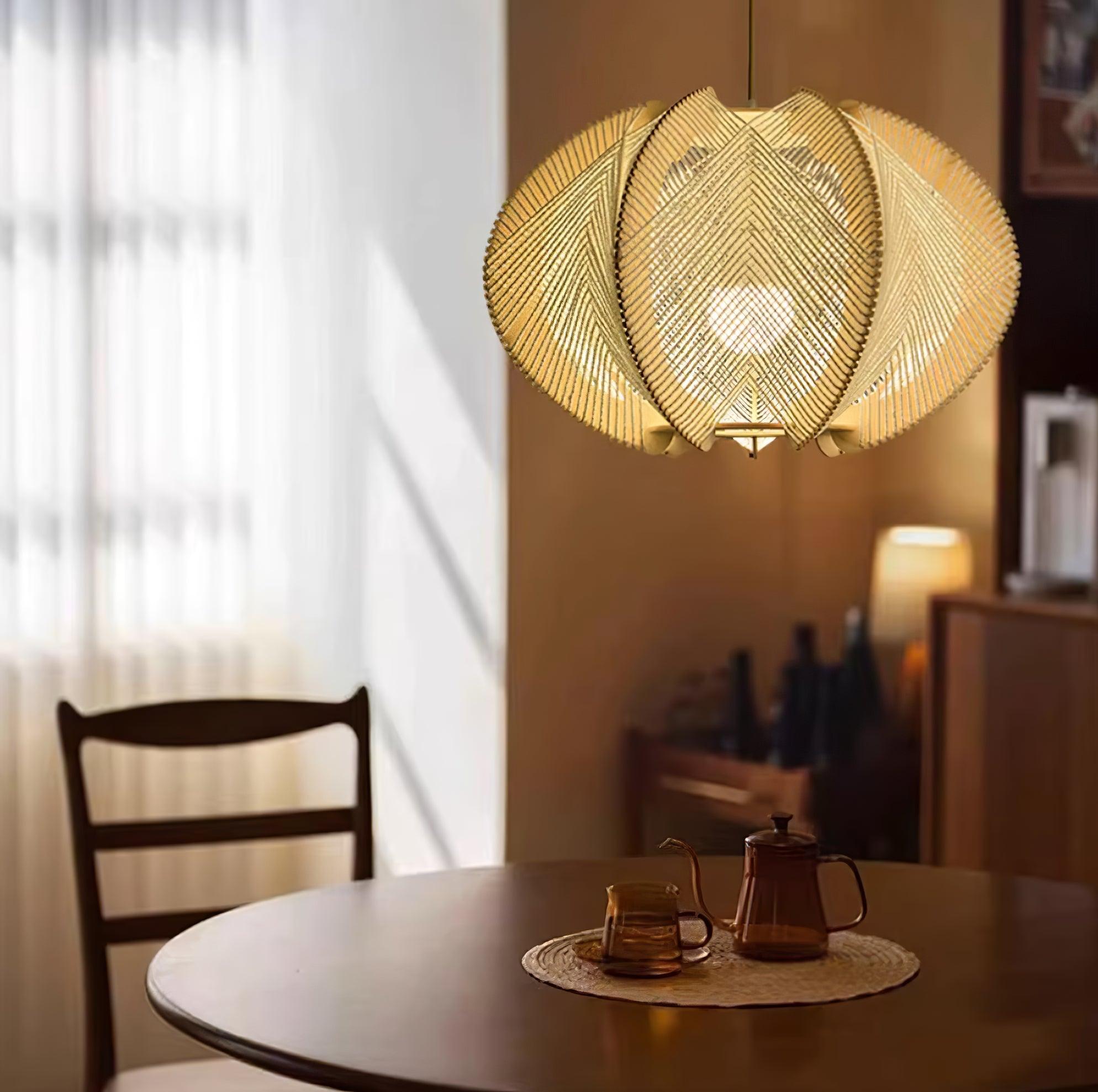Calyraice Wood & Hemp Rope Pendant Light - Letslighting