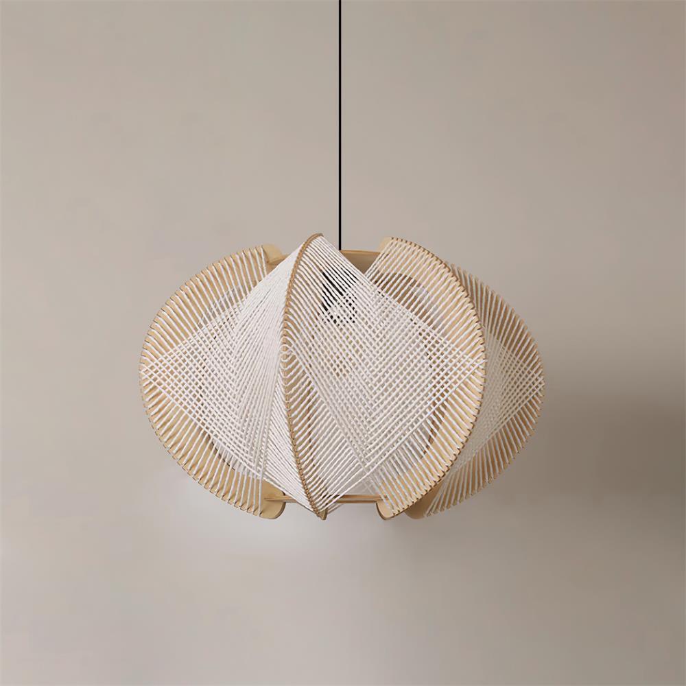 Calyraice Wood & Hemp Rope Pendant Light - Letslighting