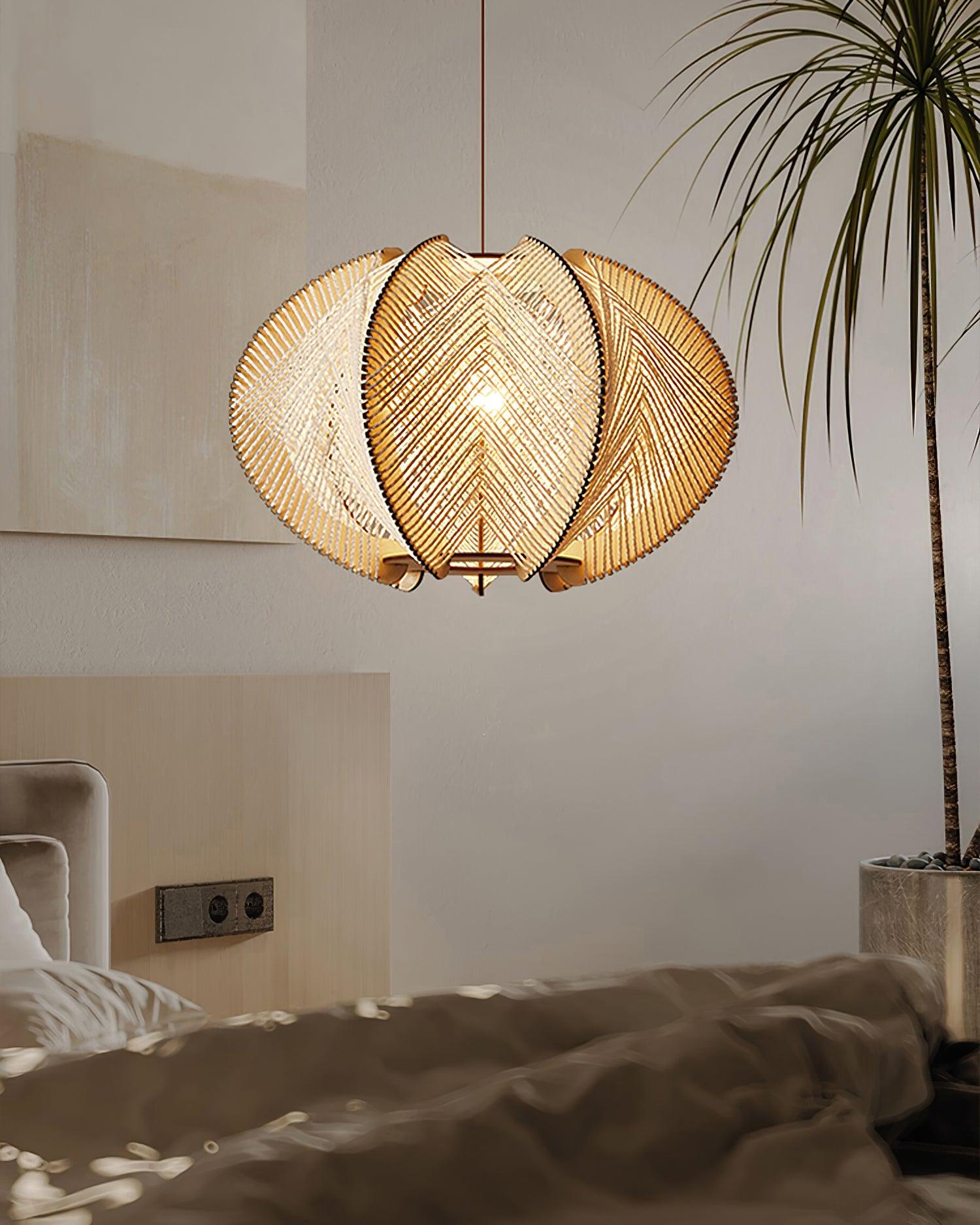 Calyraice Wood & Hemp Rope Pendant Light - Letslighting