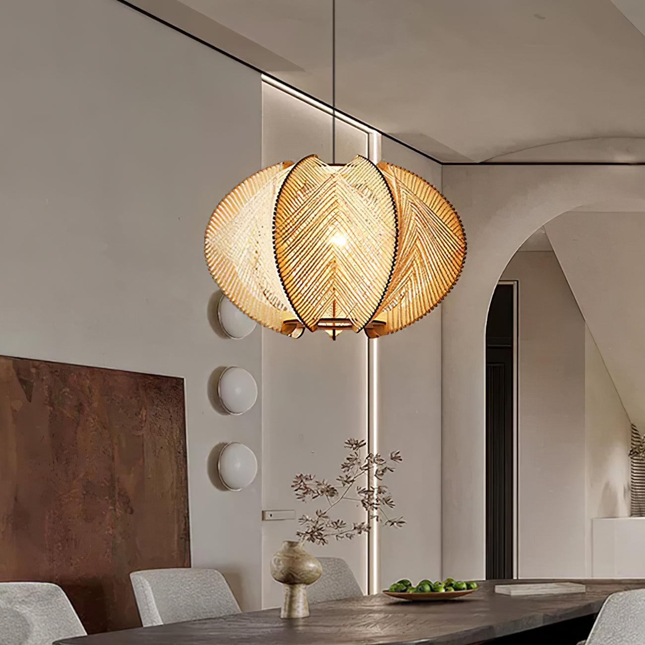 Calyraice Wood & Hemp Rope Pendant Light - Letslighting