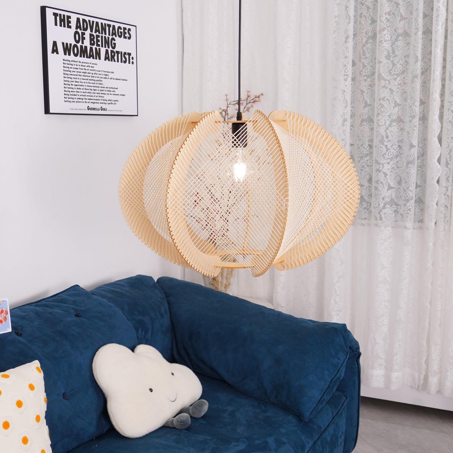 Calyraice Wood & Hemp Rope Pendant Light - Letslighting