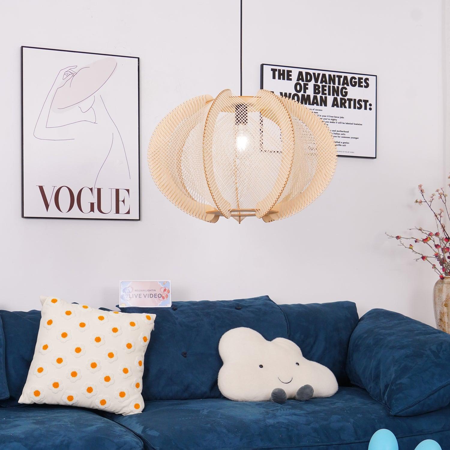 Calyraice Wood & Hemp Rope Pendant Light - Letslighting