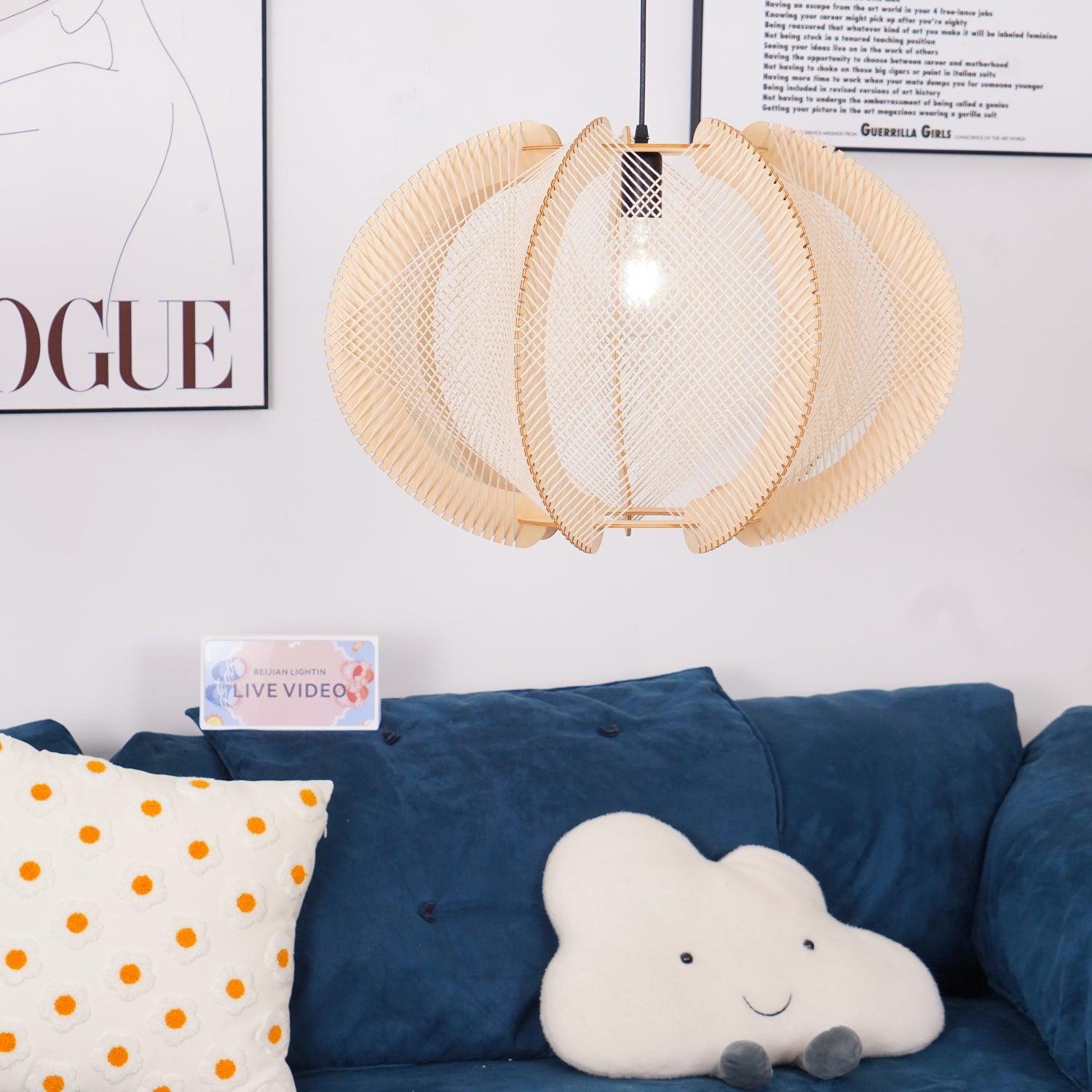 Calyraice Wood & Hemp Rope Pendant Light - Letslighting