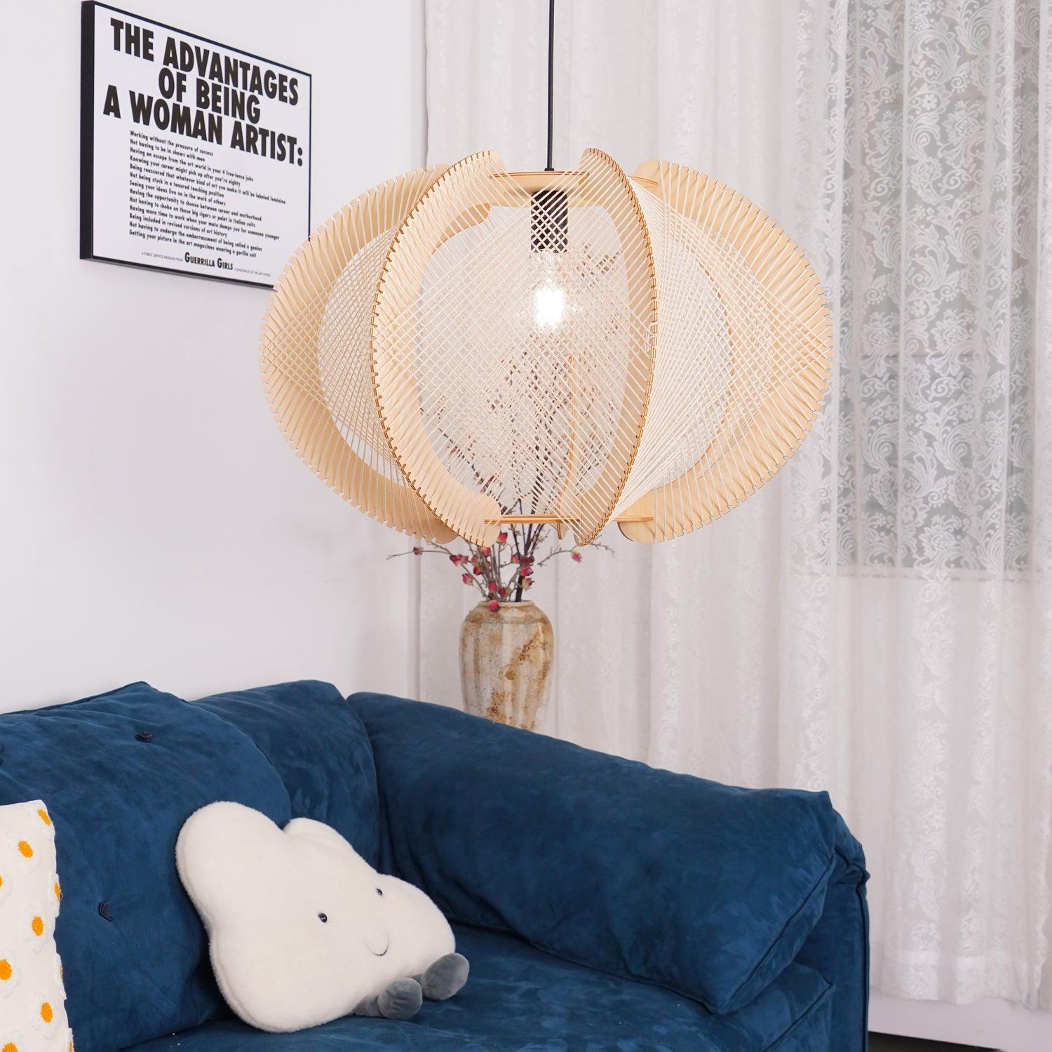 Calyraice Wood & Hemp Rope Pendant Light - Letslighting
