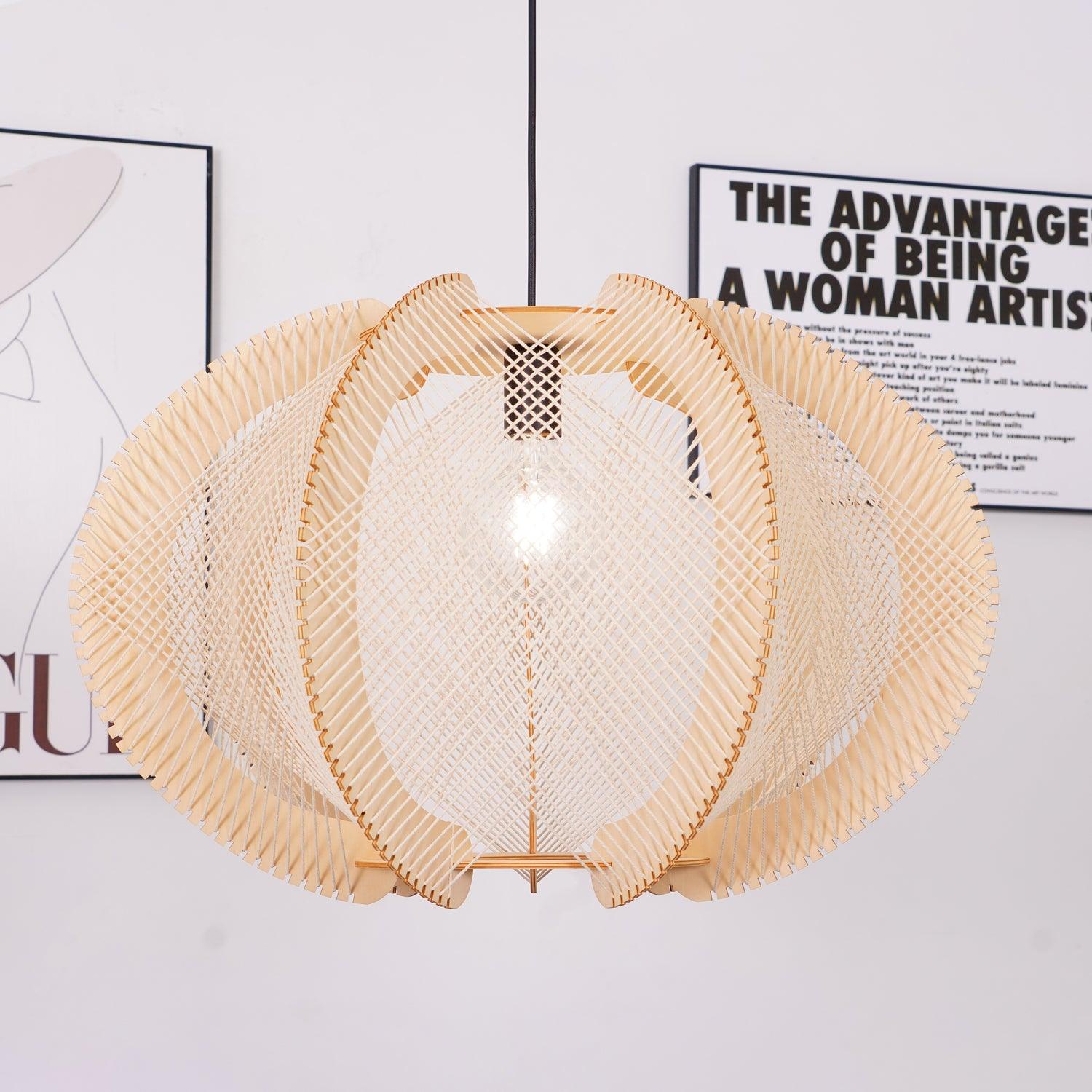Calyraice Wood & Hemp Rope Pendant Light - Letslighting