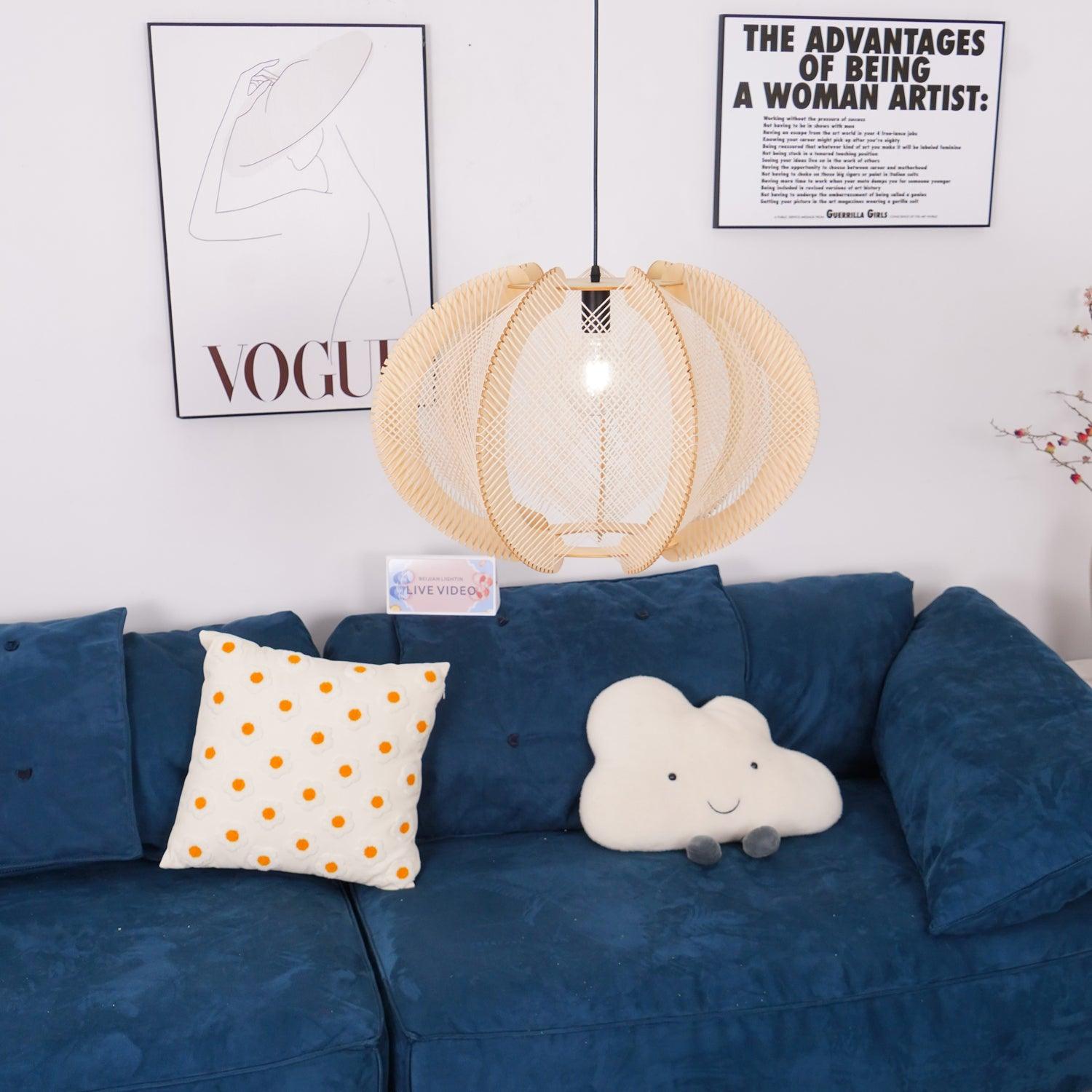 Calyraice Wood & Hemp Rope Pendant Light - Letslighting