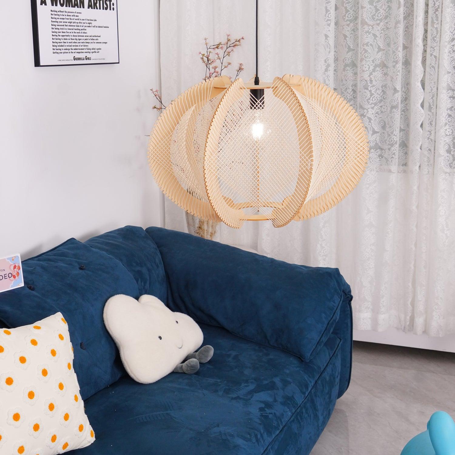 Calyraice Wood & Hemp Rope Pendant Light - Letslighting