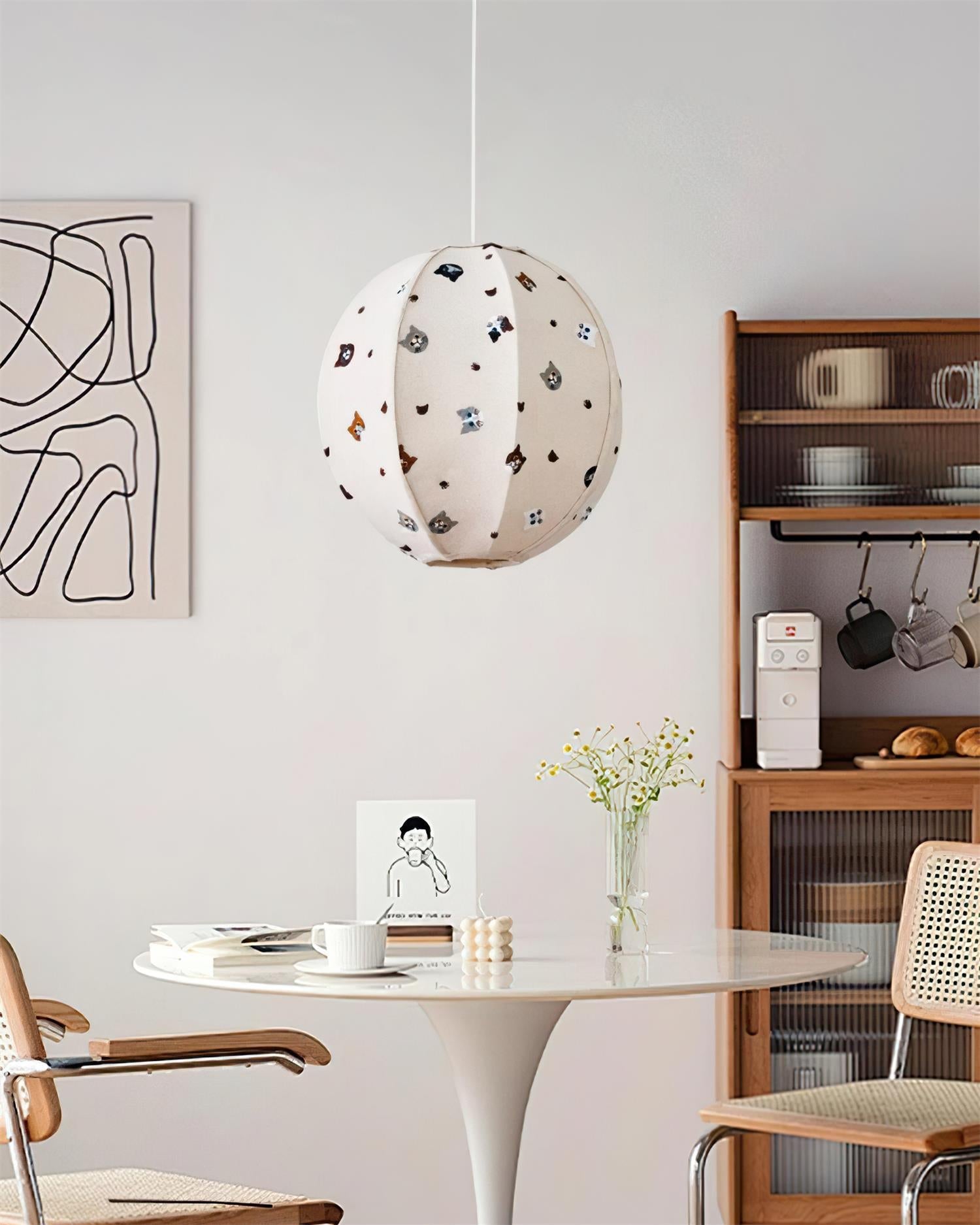Jayne Pendant Lamp Fabric Cat Pattern Whimsical - Letslighting