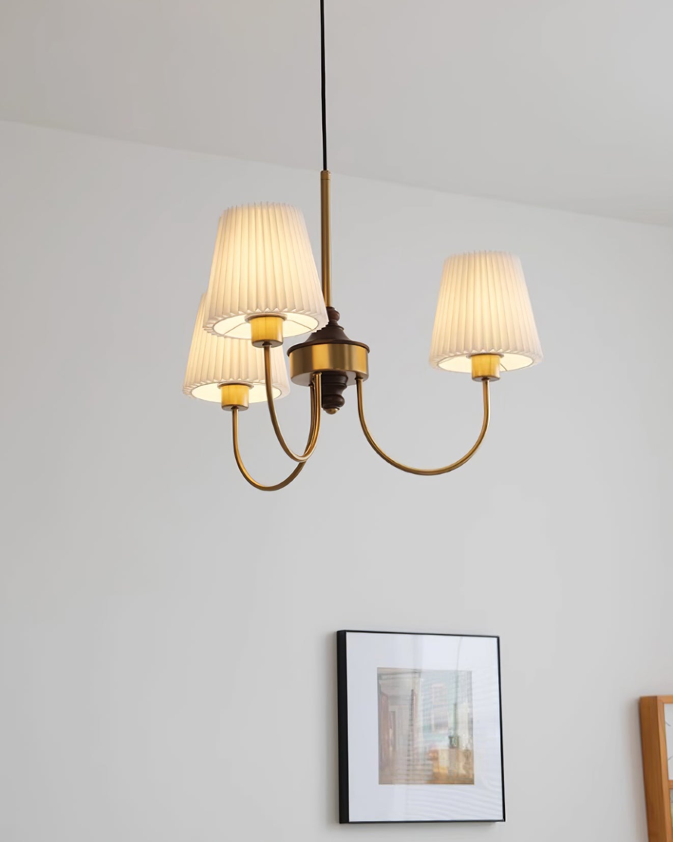 Jeremiah Chandelier Brass White Pleated - Letslighting