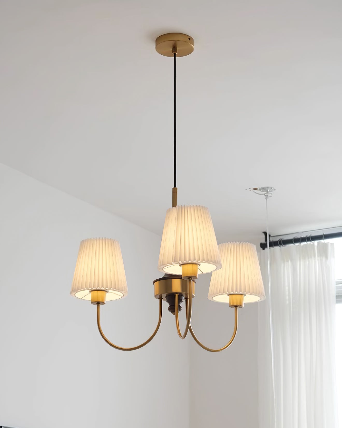 Jeremiah Chandelier Brass White Pleated - Letslighting
