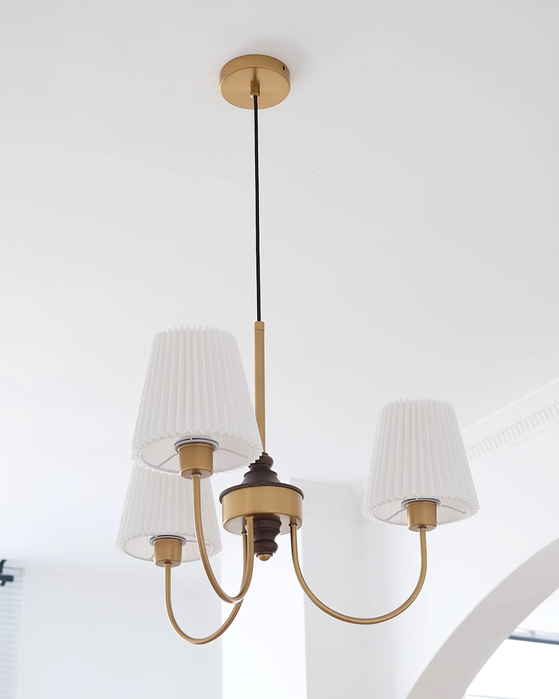 Jeremiah Chandelier Brass White Pleated - Letslighting