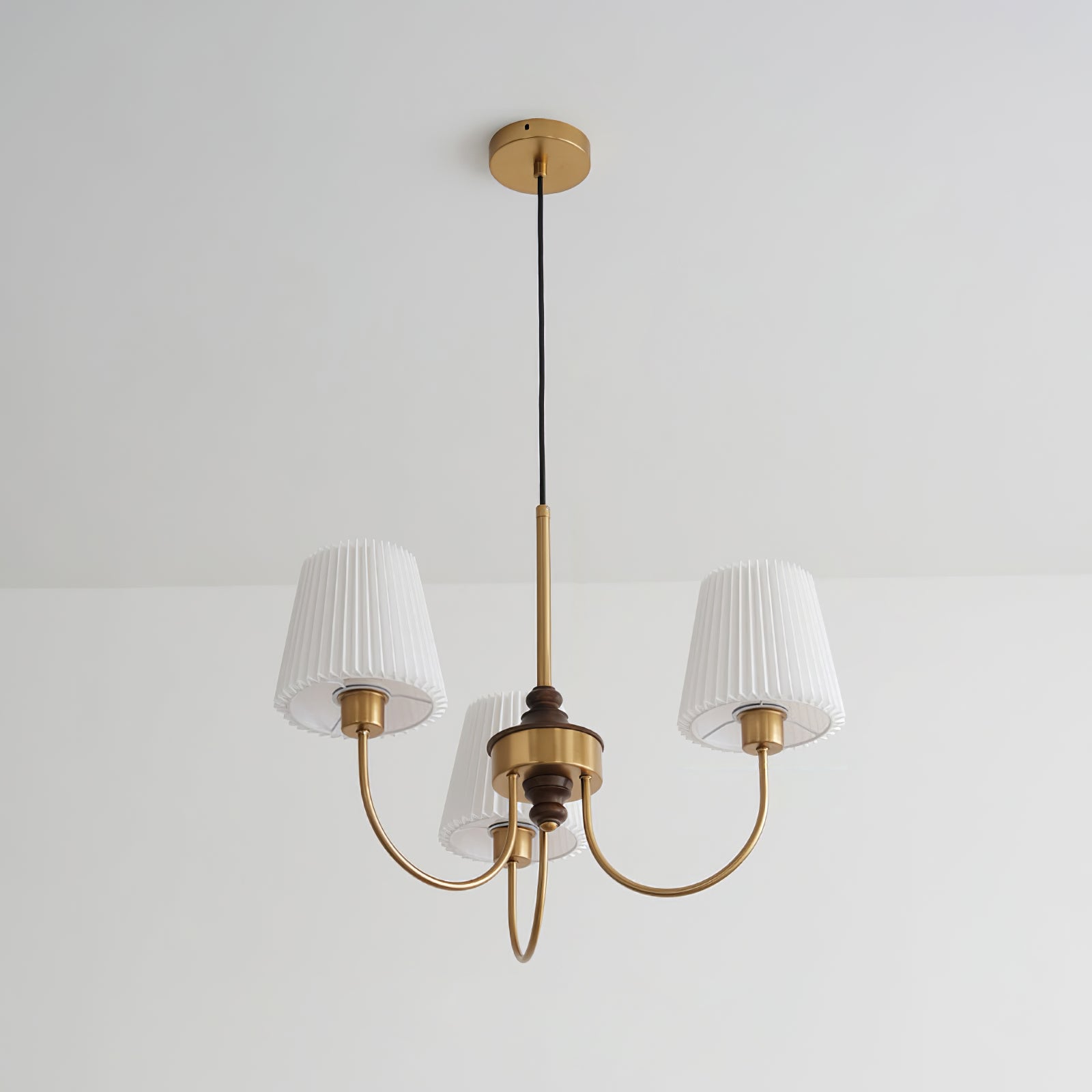 Jeremiah Chandelier Brass White Pleated - Letslighting
