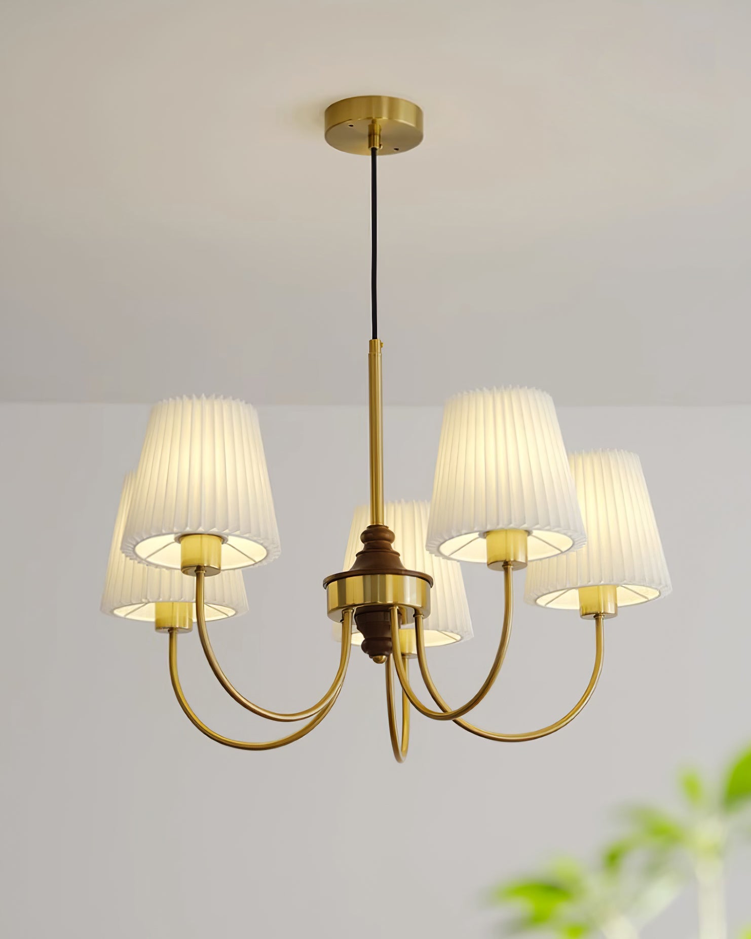 Jeremiah Chandelier Brass White Pleated - Letslighting