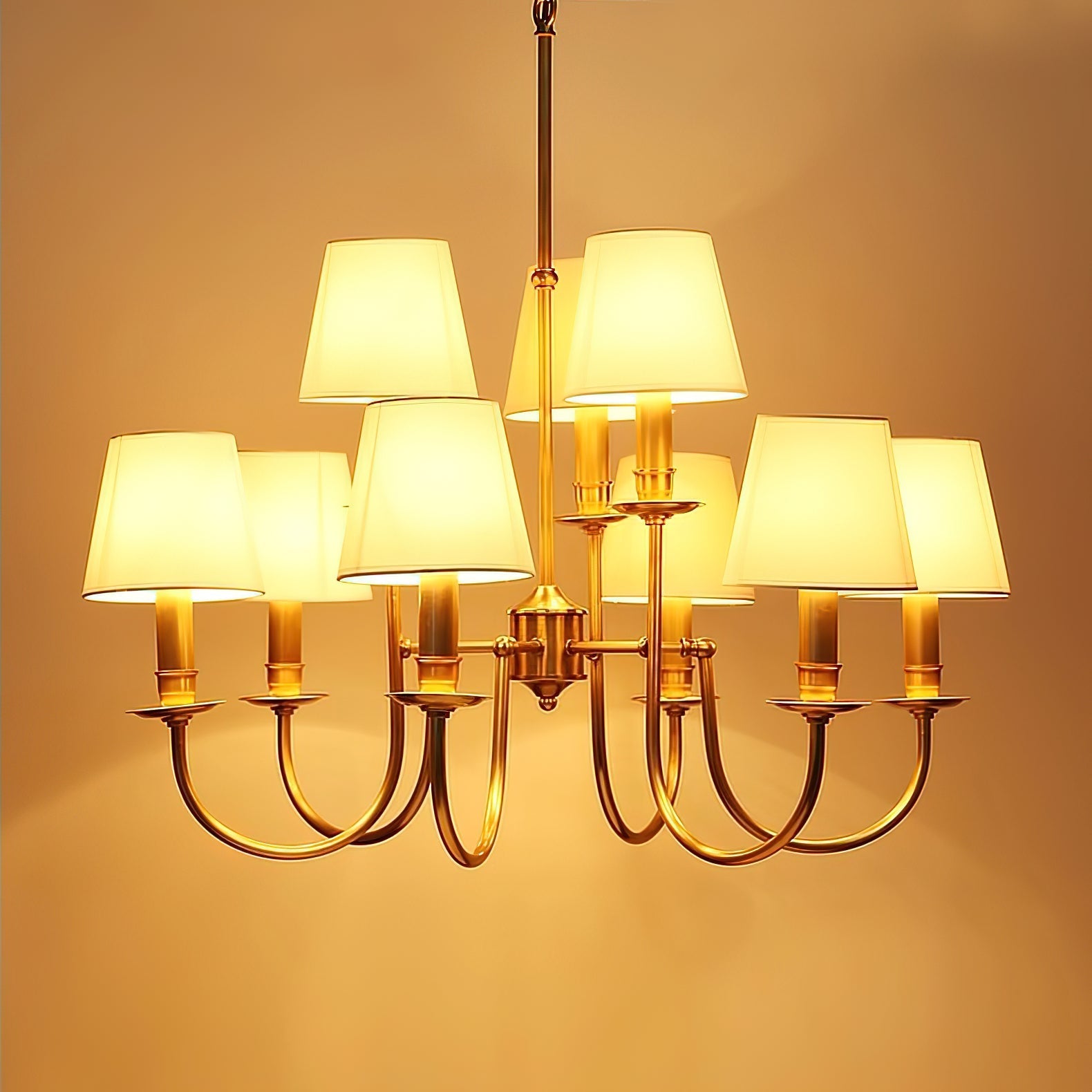 Vilorira Vintage Brass Fabric Chandelier - Letslighting